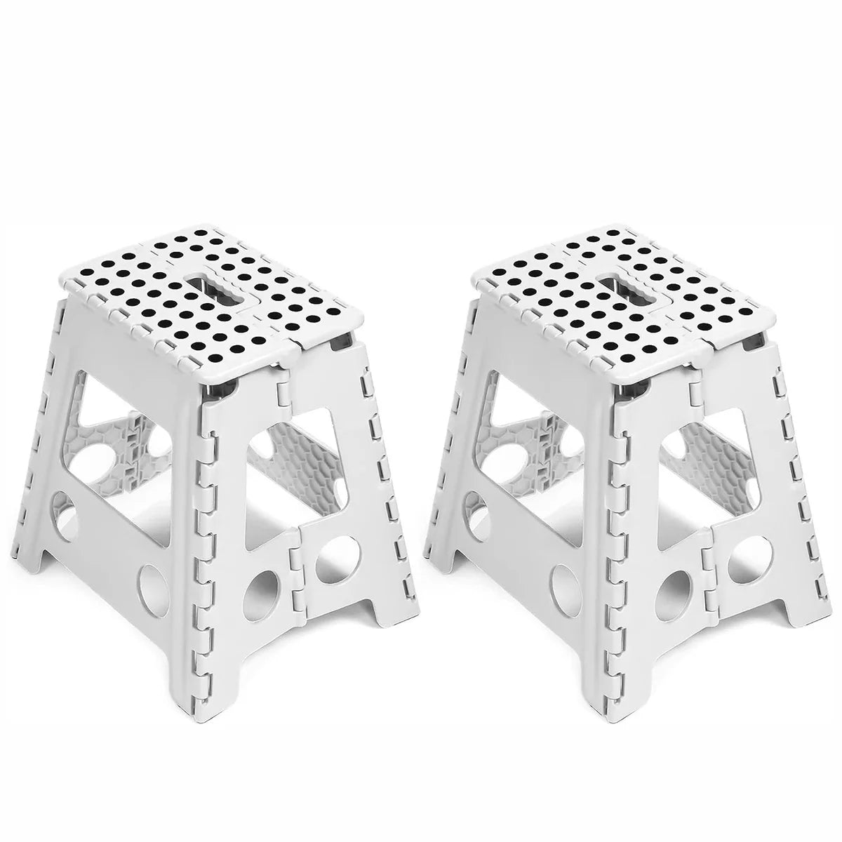 Set of 2 Folding Step Stool 15.7" with Non-Slip Surface and Portable Handle