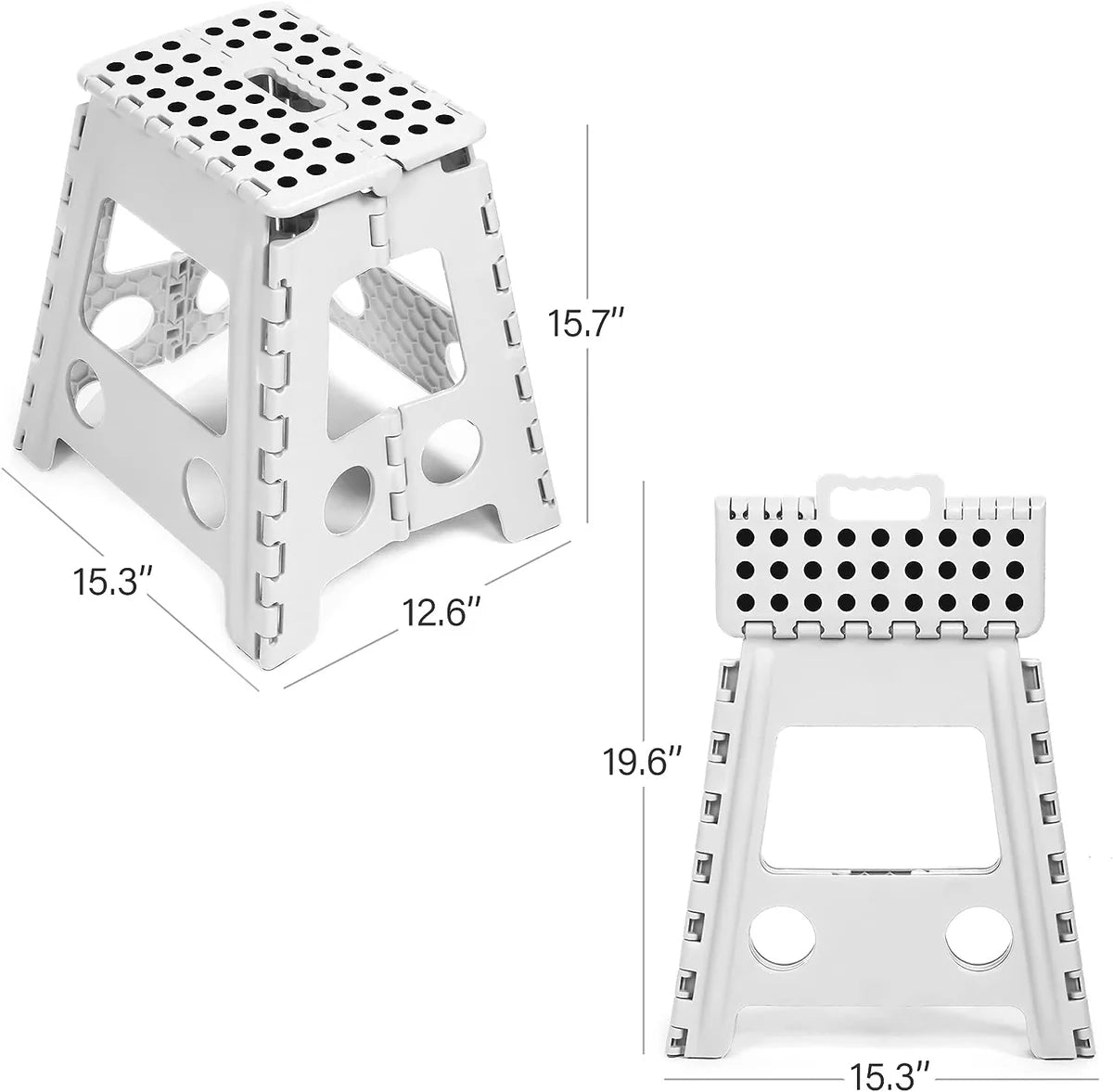 Set of 2 Folding Step Stool 15.7" with Non-Slip Surface and Portable Handle