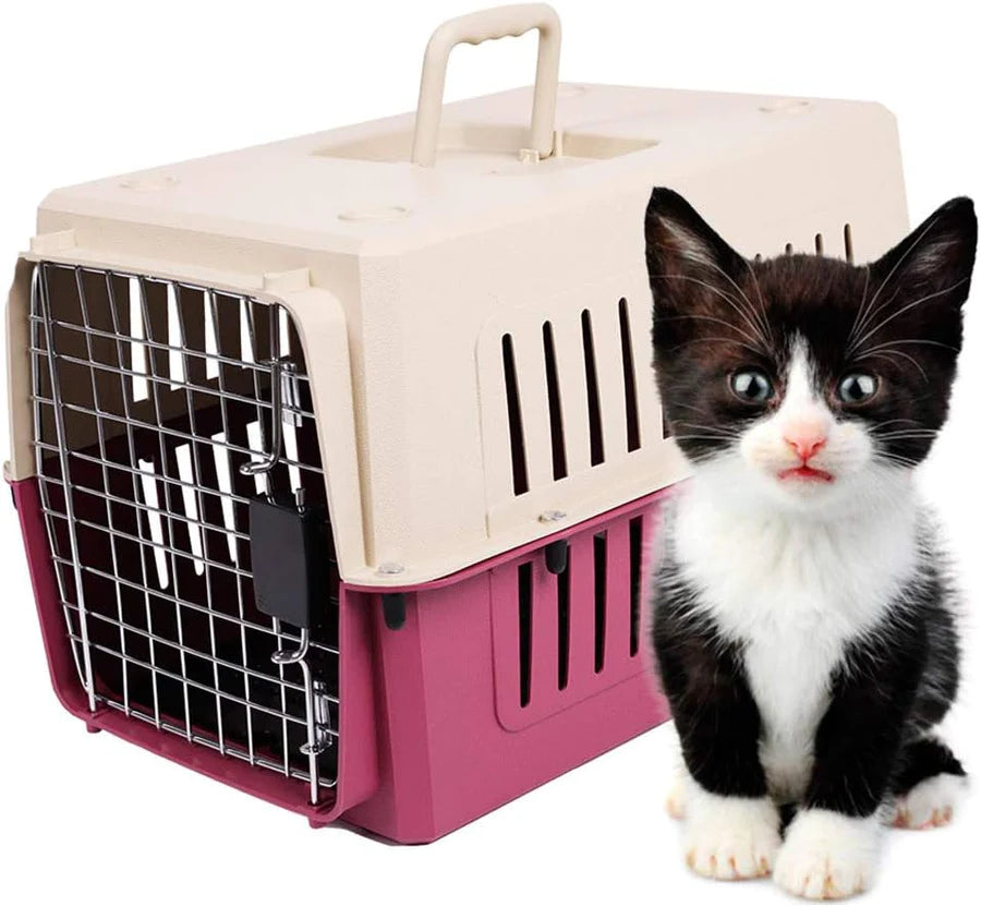 Small Portable  Pet Cat Carrier Crate Outdoor Kennel Side Opening Travel Box for Small Animals