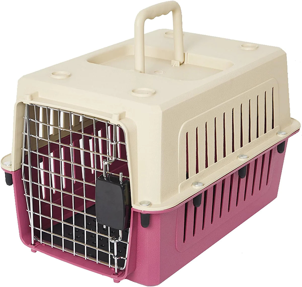 Airline pet carrier, portable and removable, large space, Plastic Lightweight, Red/Blue