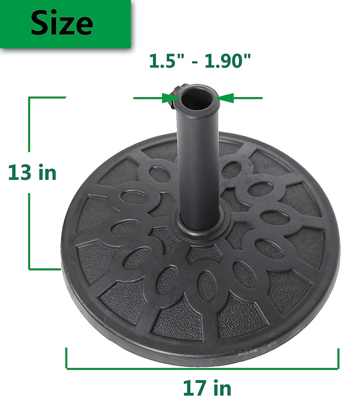 17  Umbrella Base Patio Outdoor Round Universal Stand Rust-Proof, Black