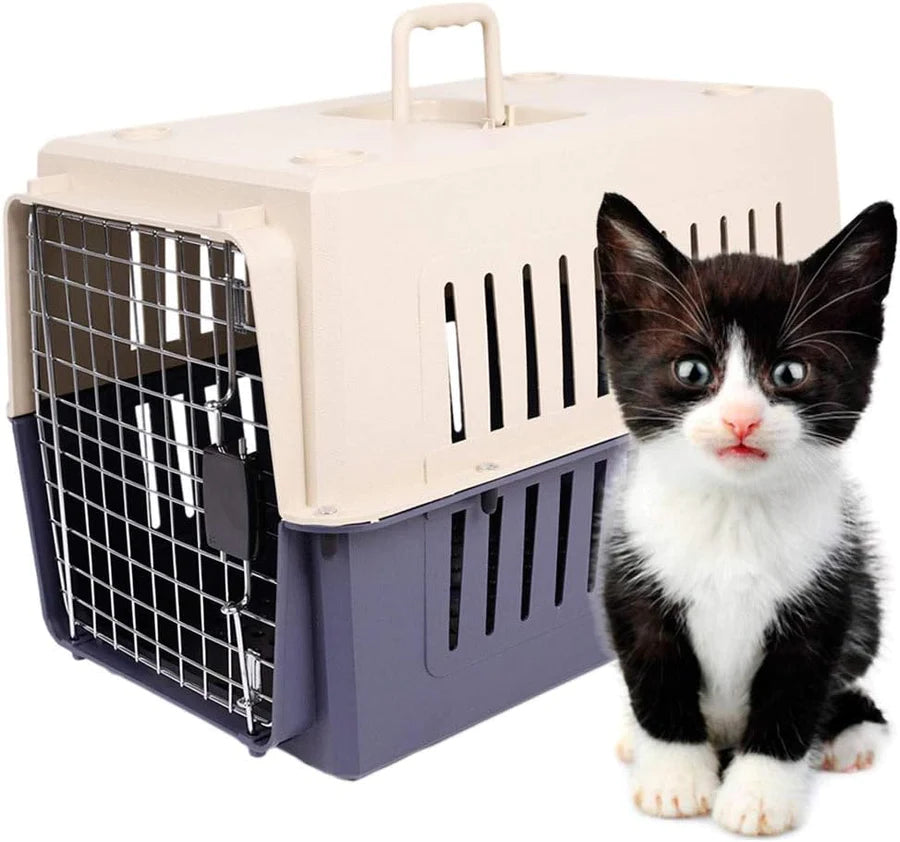 Small Portable  Pet Cat Carrier Crate Outdoor Kennel Side Opening Travel Box for Small Animals