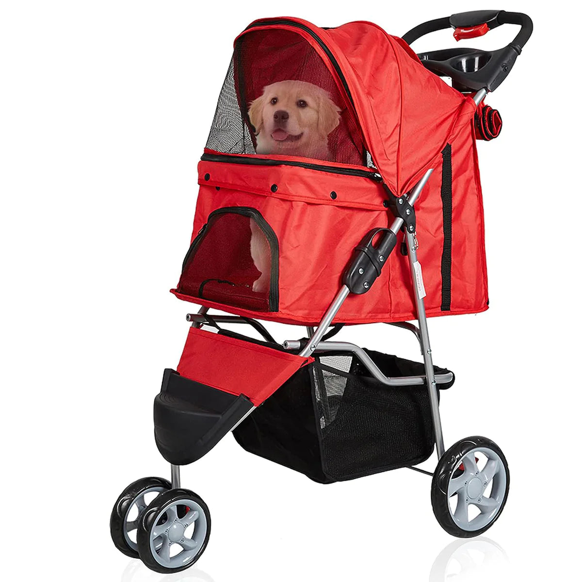 Dog Pet Jogger Stroller Folding Travel Carrier Cart for Small Cat Puppy, 3 Wheels