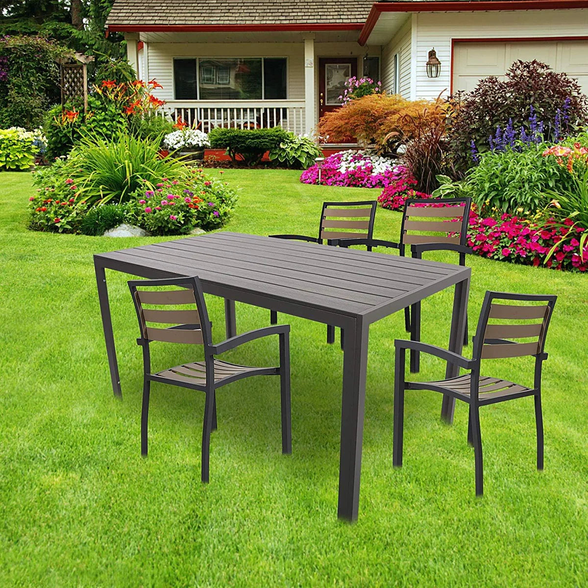 4 Sets of Outdoor Leisure Hollow Breathable Chair with Armrests