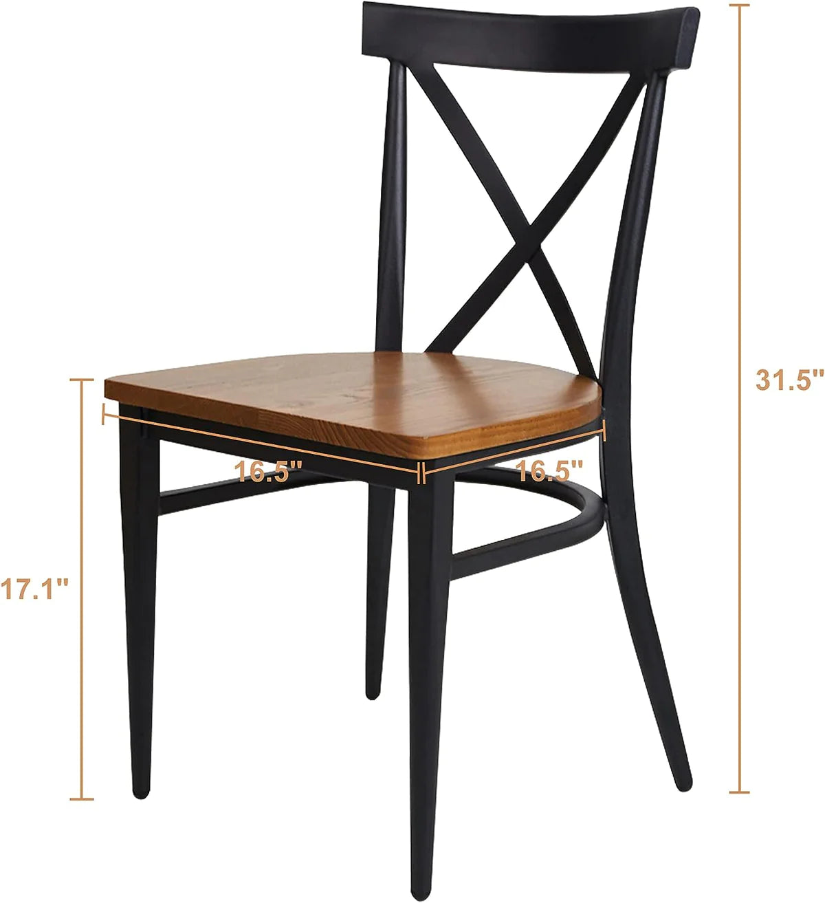 2 Set of Dining Chairs Solid Wood Chair Heavy Duty Metal Frame, X Back | karmasfar.com