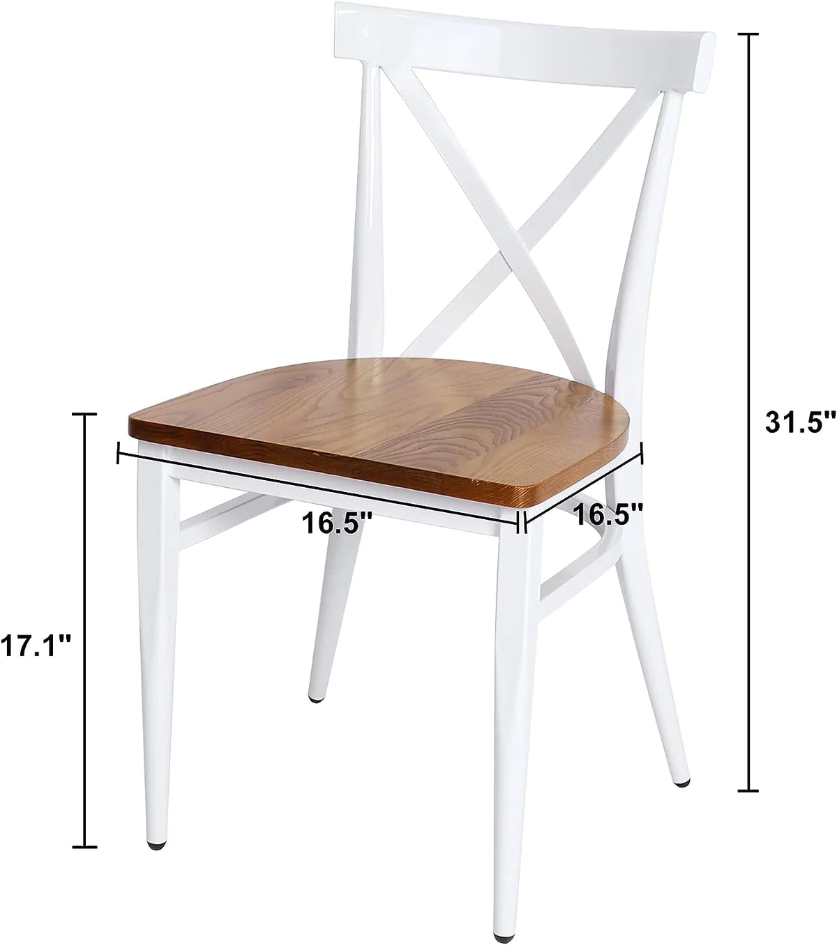 2 Set of Chairs Solid Wood Chair Heavy Duty Metal Frame, X Back ,White