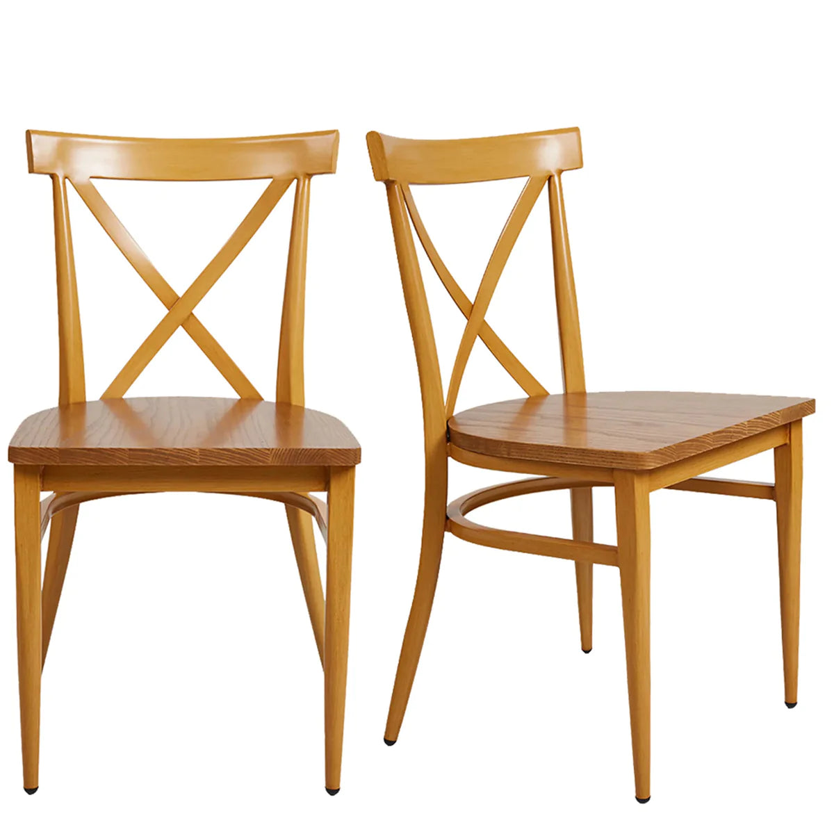 2 Set of Dining Chairs Solid Wood Chair Heavy Duty Metal Frame, X Back | karmasfar.com