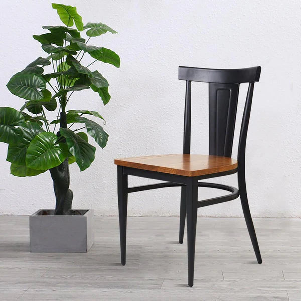 2 Set of  Dining Room Side Chair Wood Kitchen Chairs with Metal Legs Fully Assembled, Retro Back, Black