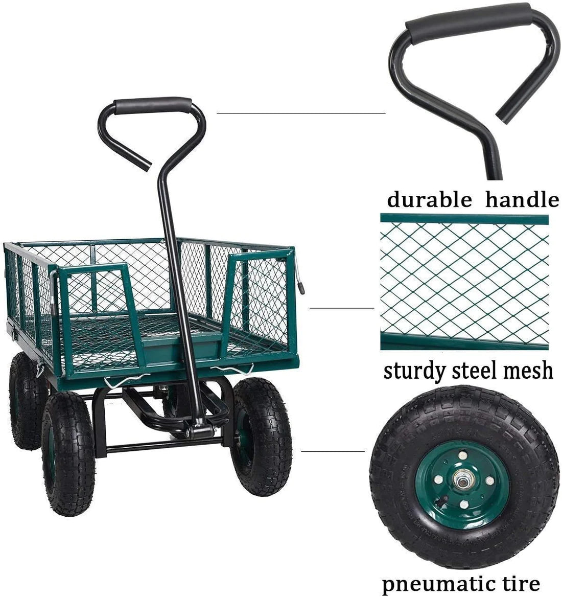 Utility Wagon Garden Cart Heavy Duty Steel Farm Cart