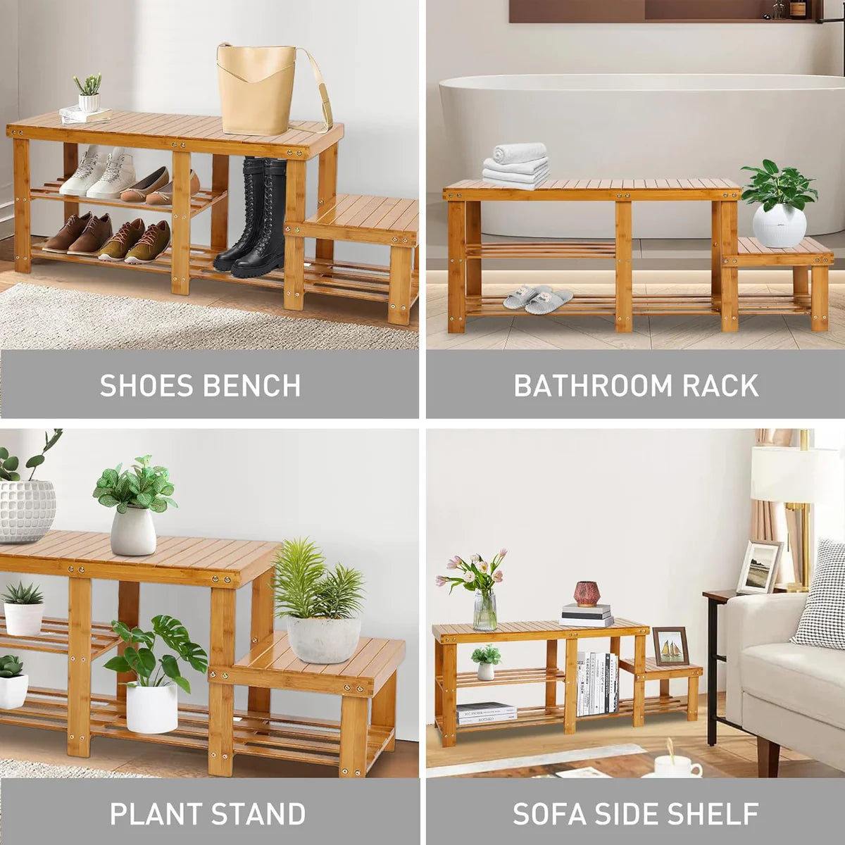 Multilayer Wooden Shoe Rack Shoe Bench