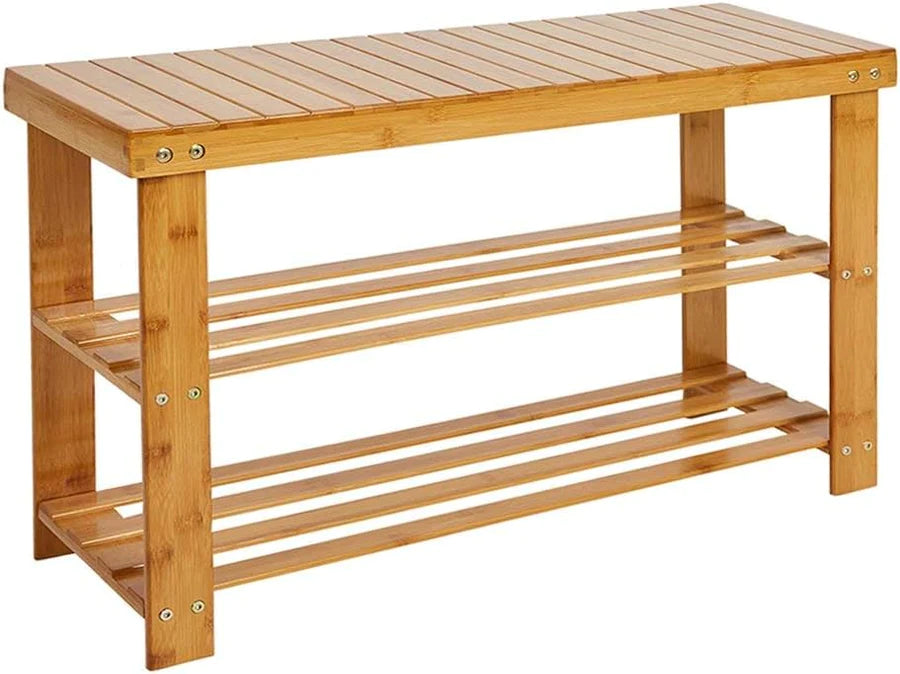 Solid Wood Double Shoe Bench Shoe Rack