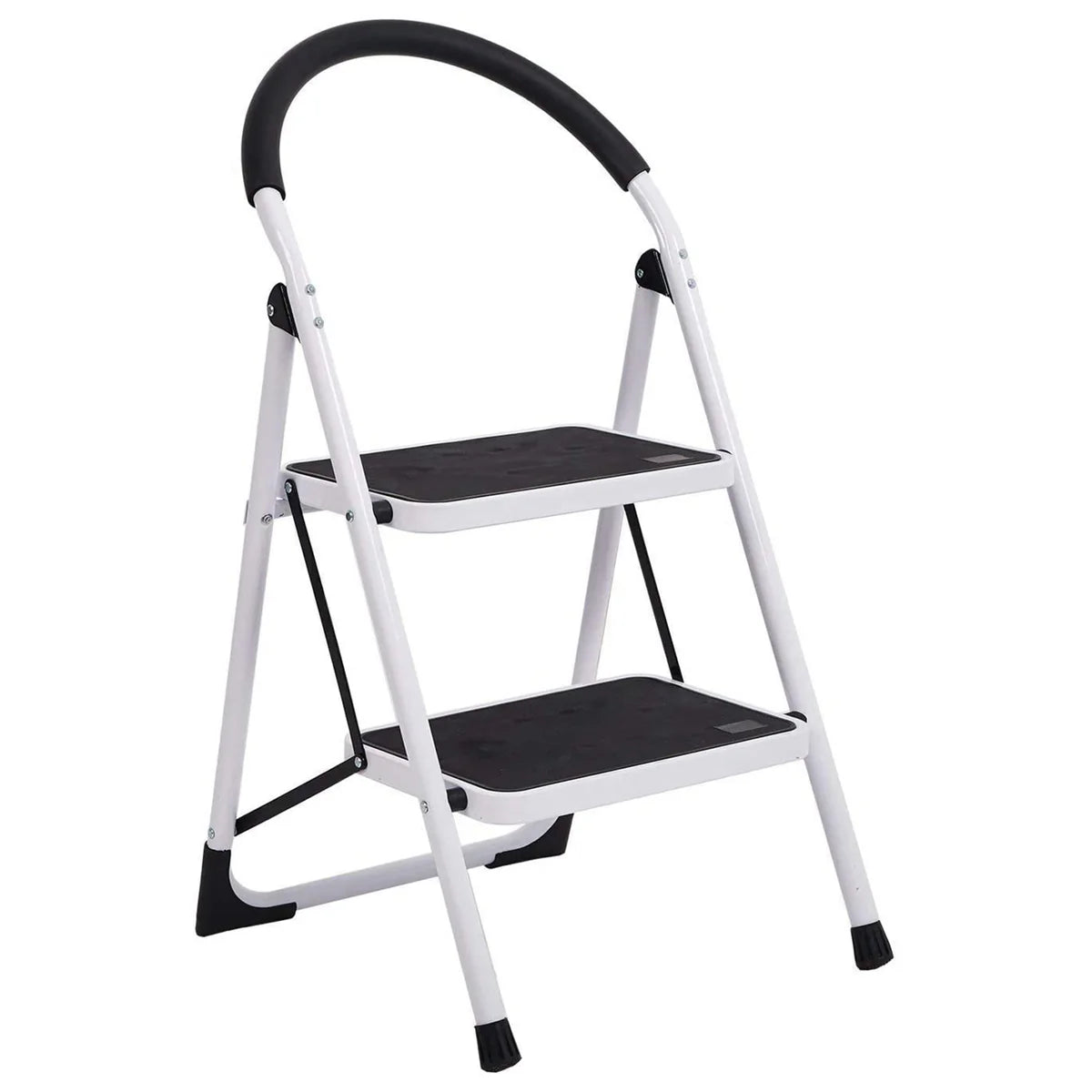 2 Step Ladder Folding Step Stool with Soft Grip Handle and Anti-Slip Wide Pedal, 330 lbs Capacity