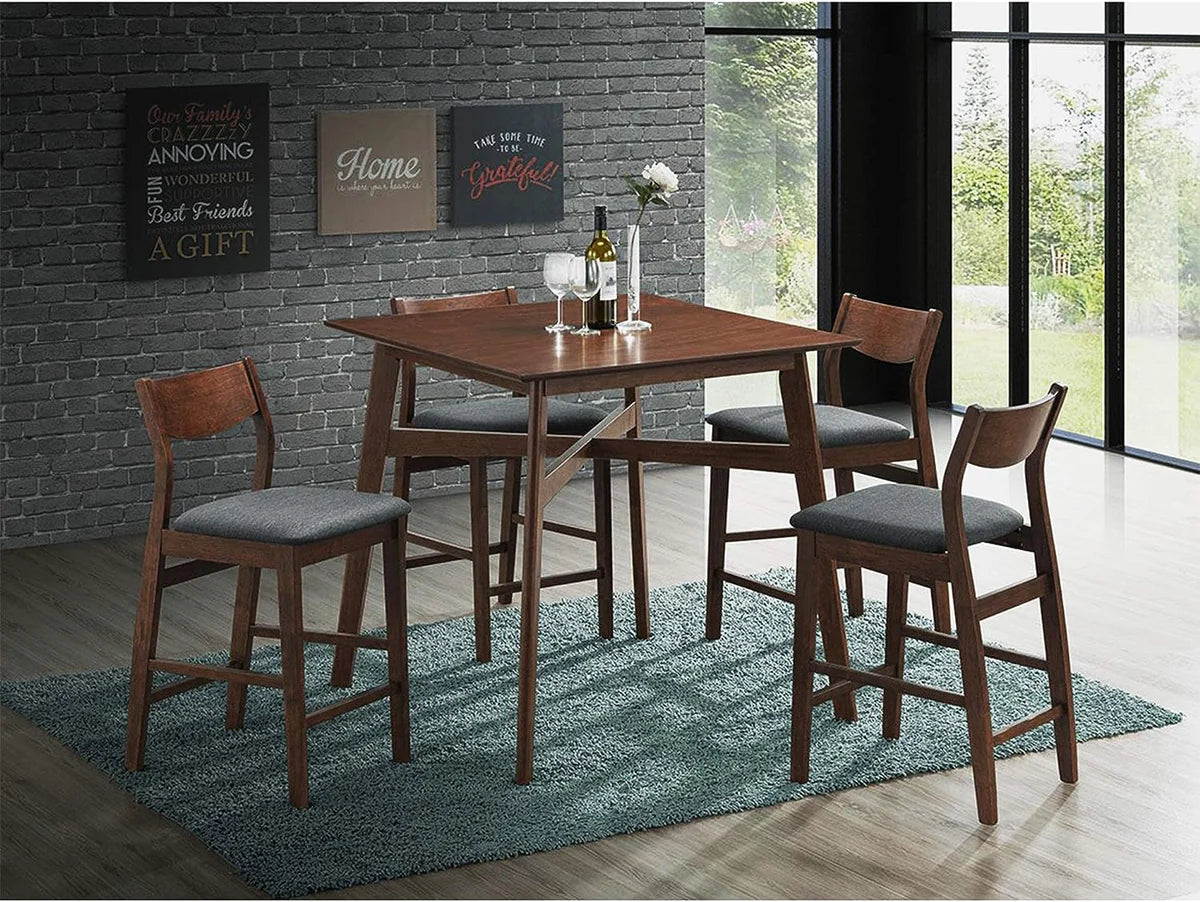 5 Piece Bar Table Set, 1 Bar Table 36  for 2-4 with 4 Bar Stools Mid Century Kitchen Dining Table Set