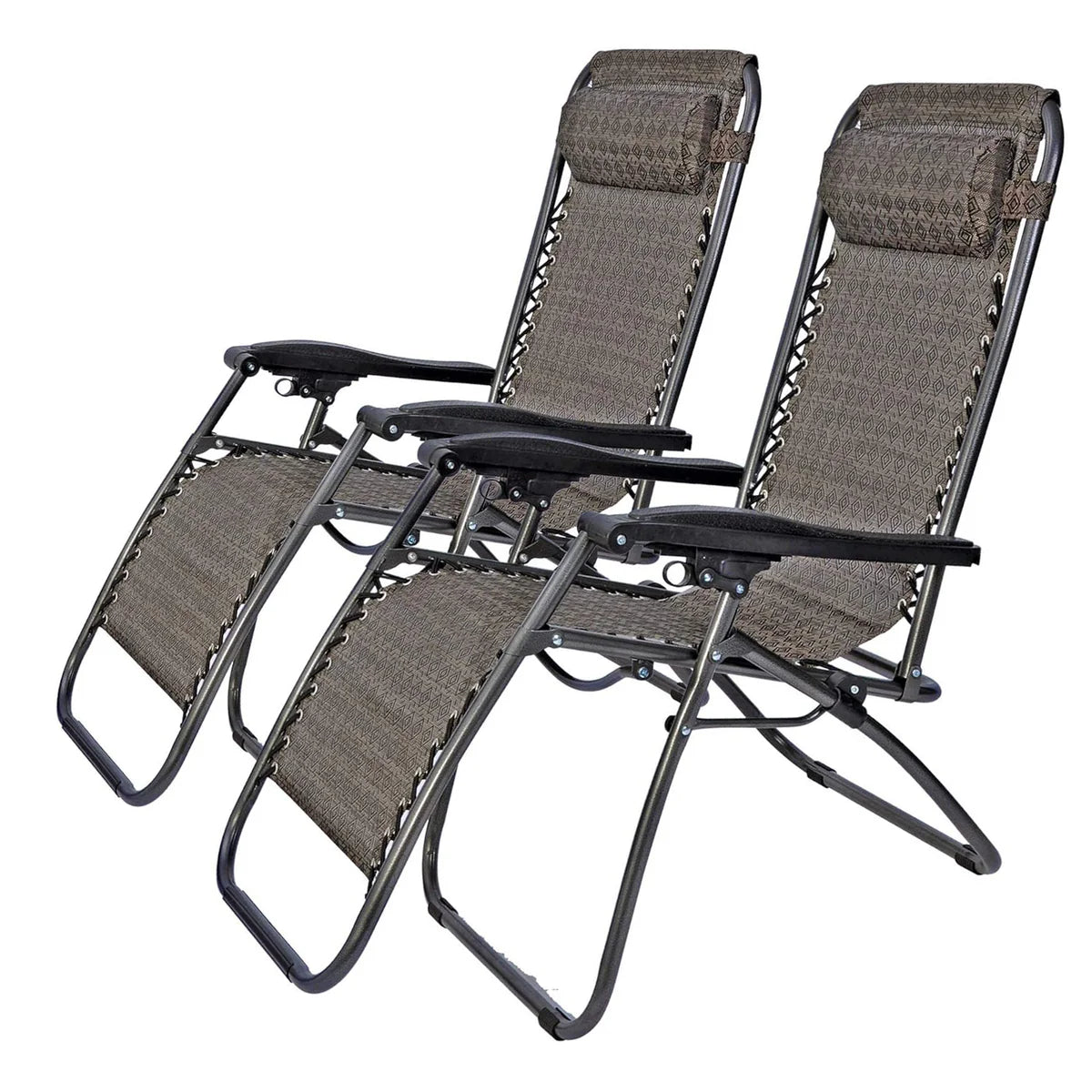 Set of 2 Adjustable Zero Gravity Chair, Folding Reclining Patio Lounge Chair with Pillow, Pattern