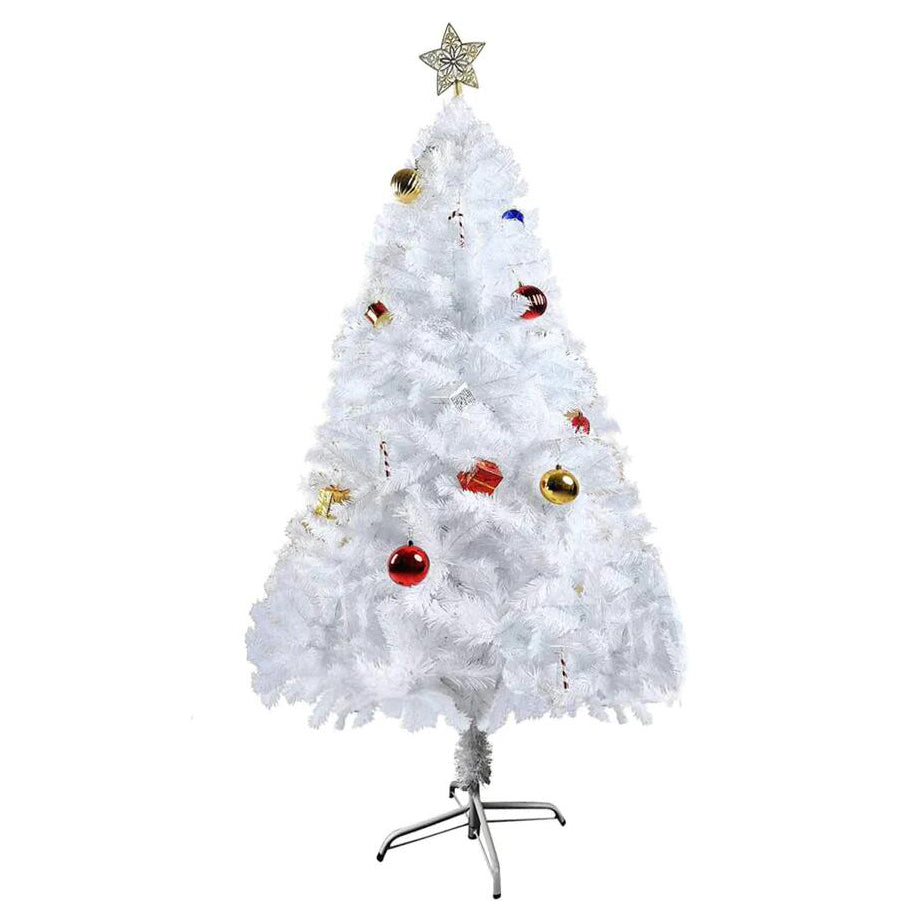 5’ Artificial Christmas Tree with 450 Branch Tips, Decorations, White