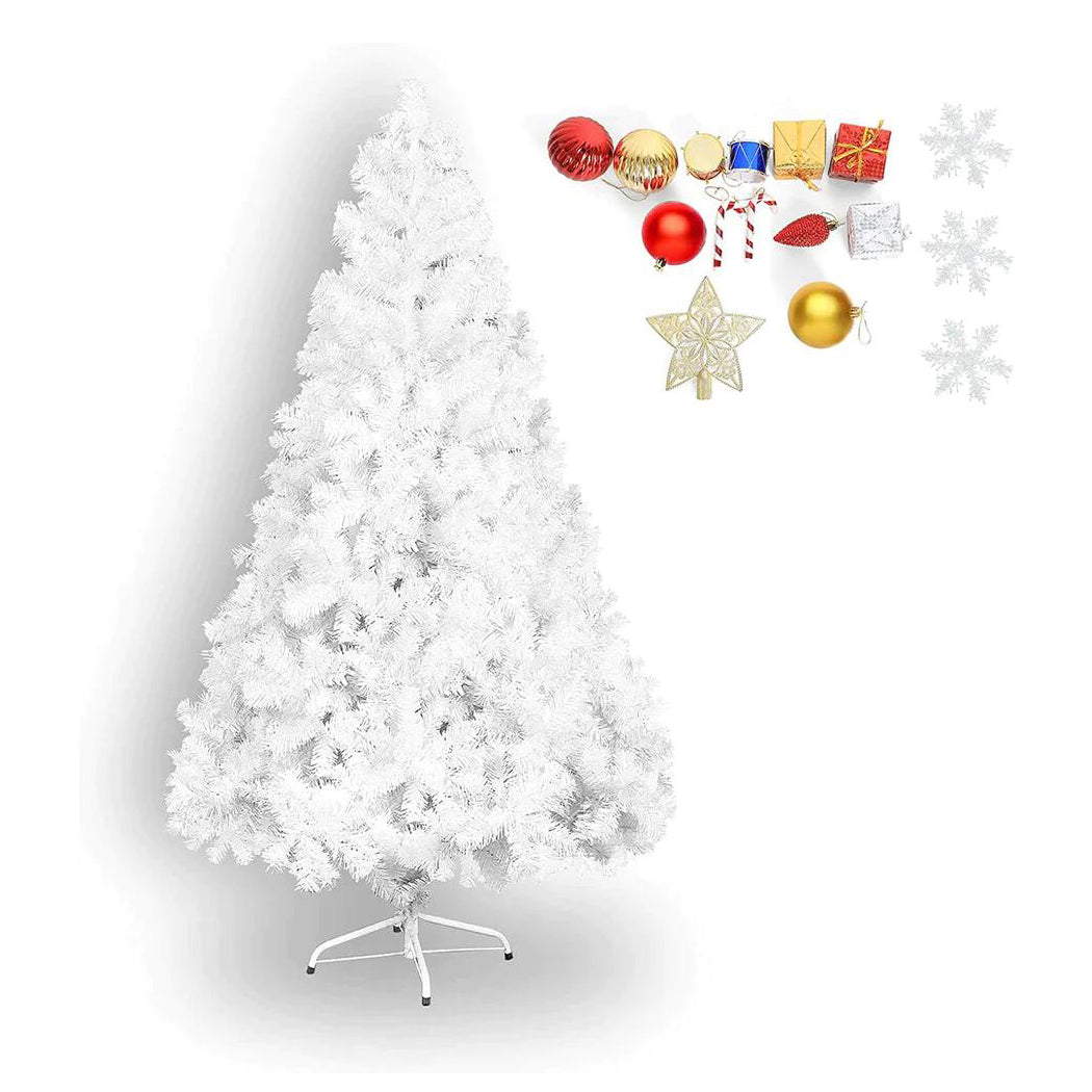 7' Artificial Christmas Tree with 1000 Branch Tips, Decorations, White