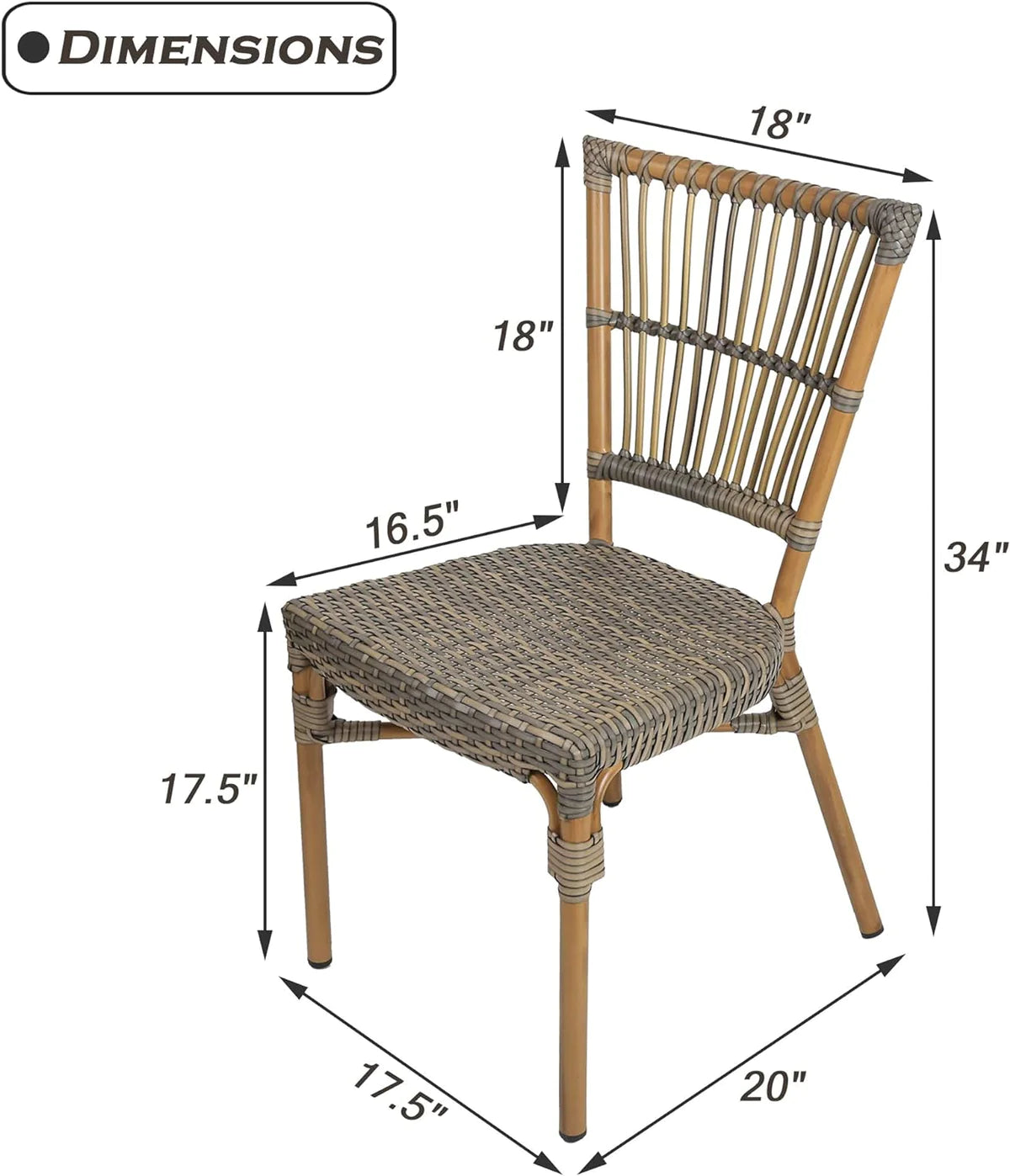 2 Set of  Patio Wicker Chairs Ultra-Light Dining Chairs with PE Rattan and Aluminum Frame