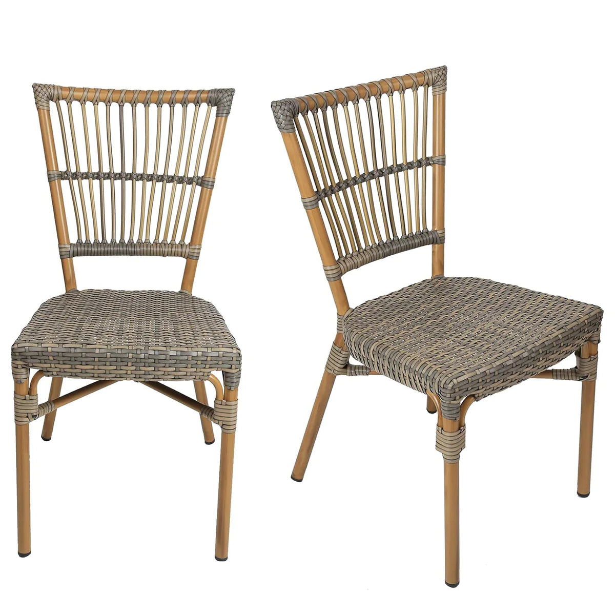 2 Set of  Patio Wicker Chairs Ultra-Light Dining Chairs with PE Rattan and Aluminum Frame