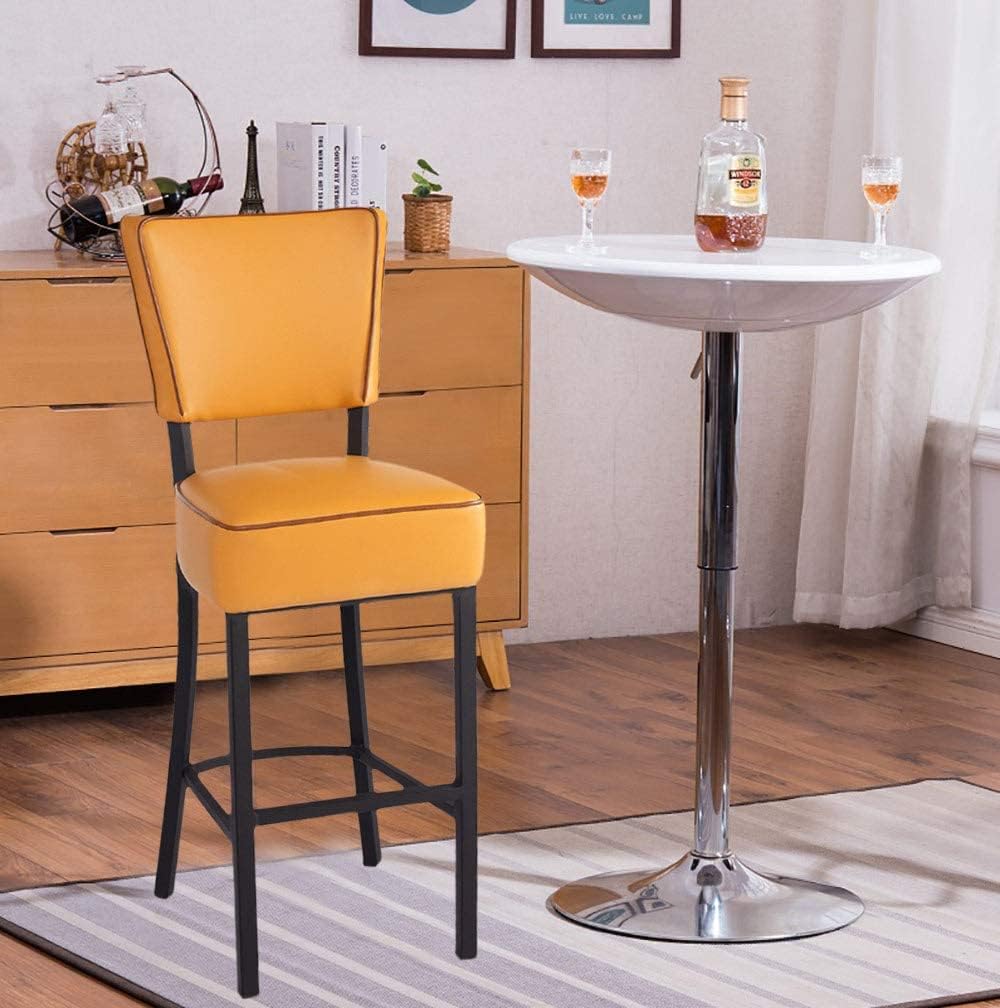 Upholstered Bar Stools with Cushioned Seat, Modern Dinning Kitchen Chair, Yellow