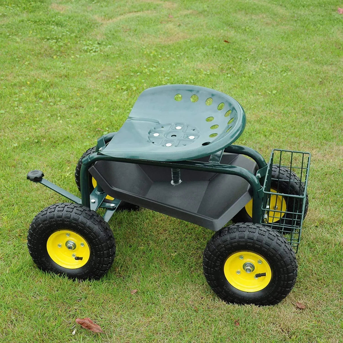 Rolling Garden Cart with Seat Lawn Yard Patio Work Seat