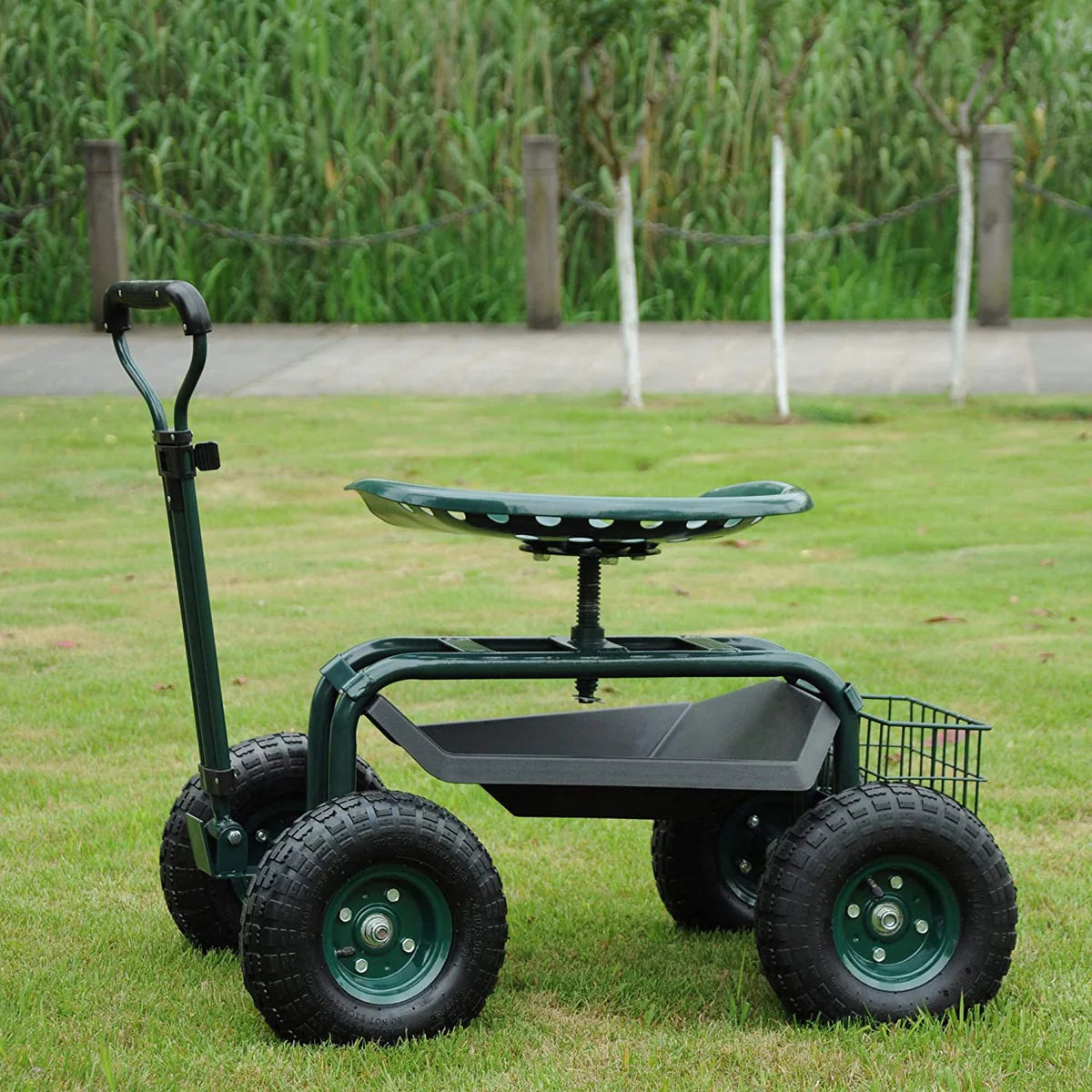 Rolling Garden Cart with Seat Lawn Yard Patio Work Seat Gardening Stool