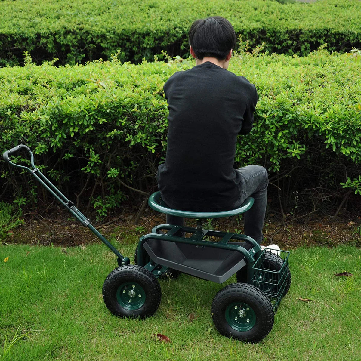 Rolling Garden Cart with Seat Lawn Yard Patio Work Seat Gardening Stool