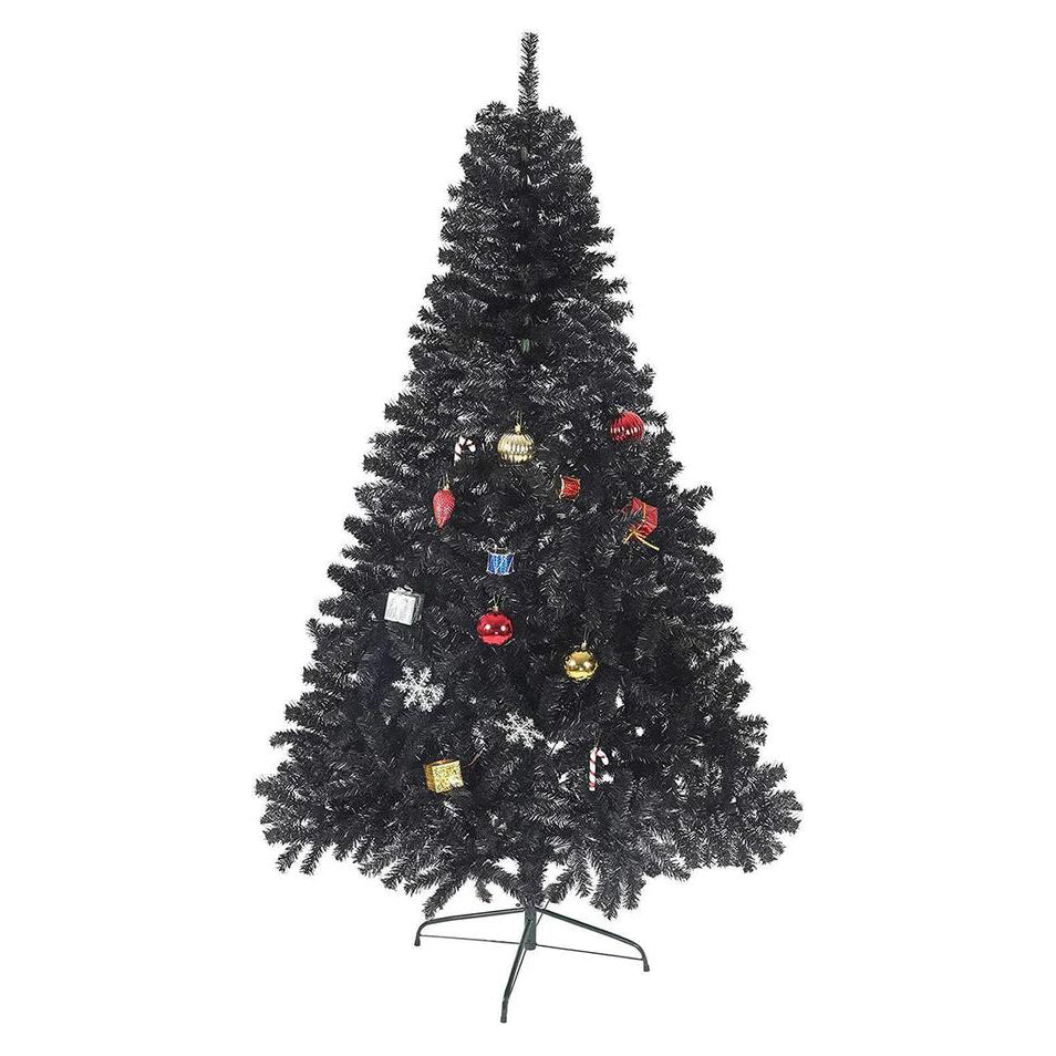 7' Artificial Christmas Tree Halloween Tree with 1000 Branch Tips, Decorations, Black