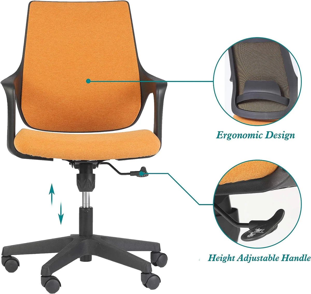 Ergonomic Chair Height Adjustable Swivel with Cuddle Back and Padded Seat For Office & Home