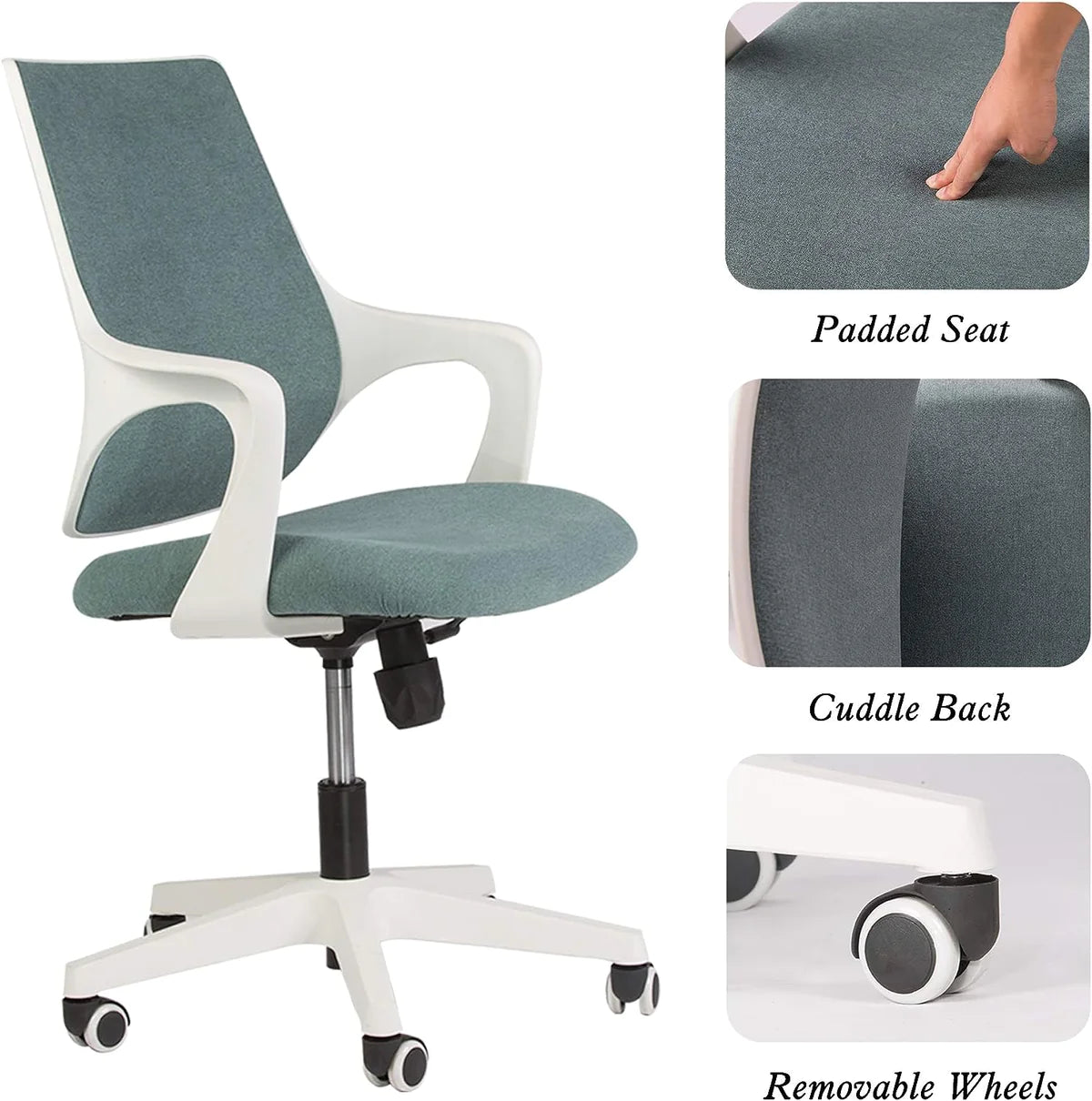 Ergonomic Chair Height Adjustable Swivel with Cuddle Back and Padded Seat For Office & Home