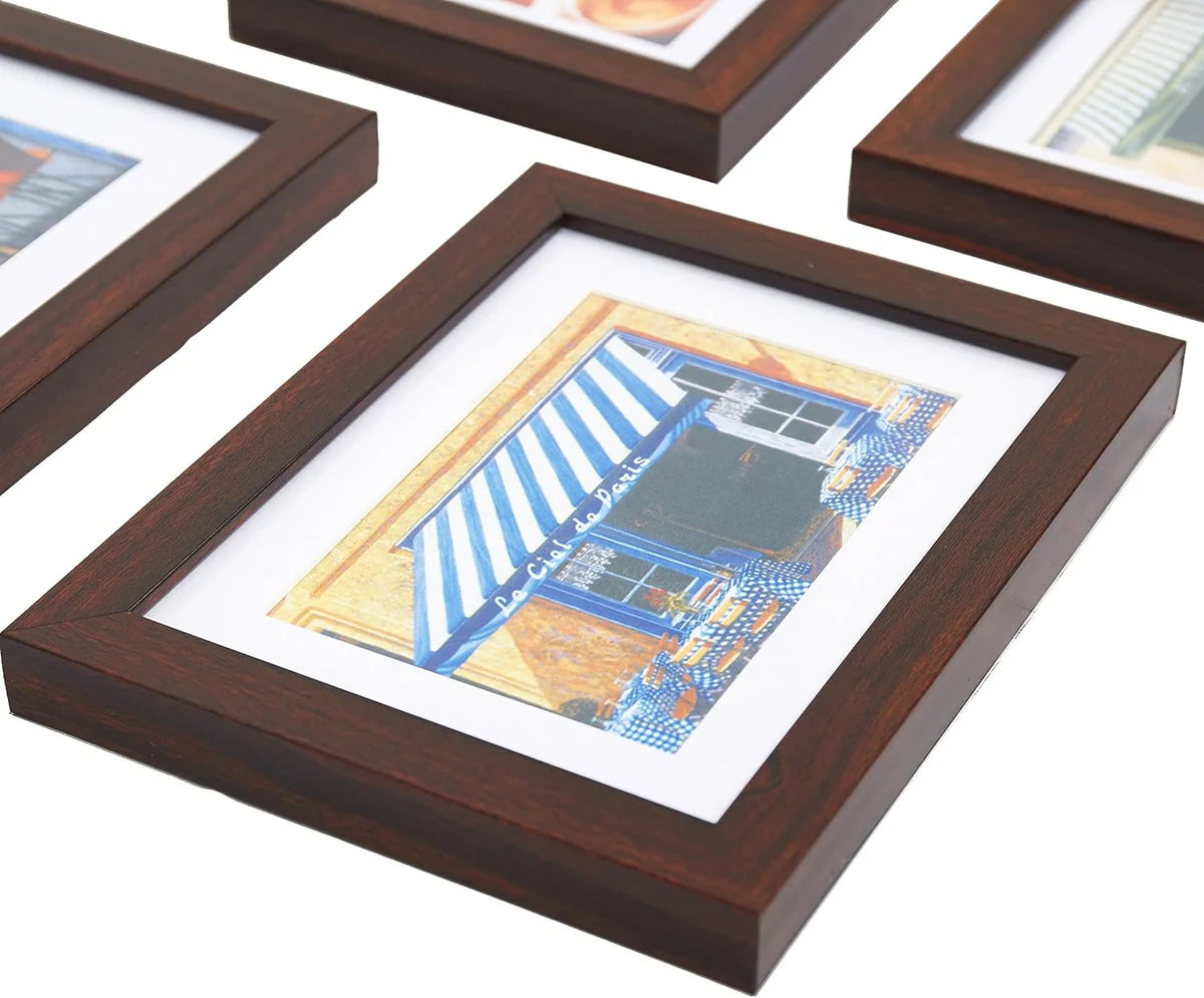 Set of 10 Picture Frame Photo Display Wall Kit Collection Wall Mount, Brown