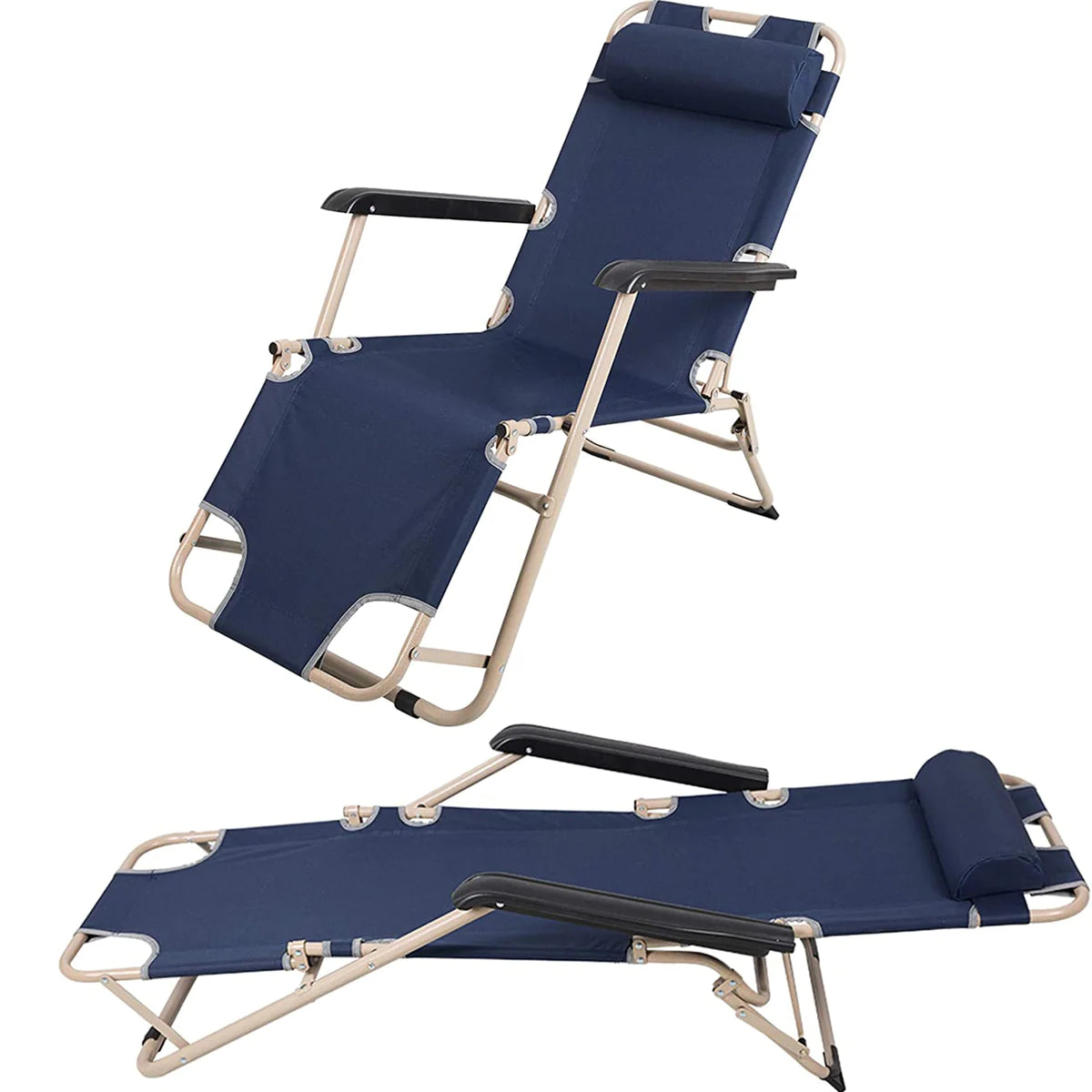 2 Sets of Collapsible Lounge Chair Outdoor Pool Lounge Chair | karmasfar.us