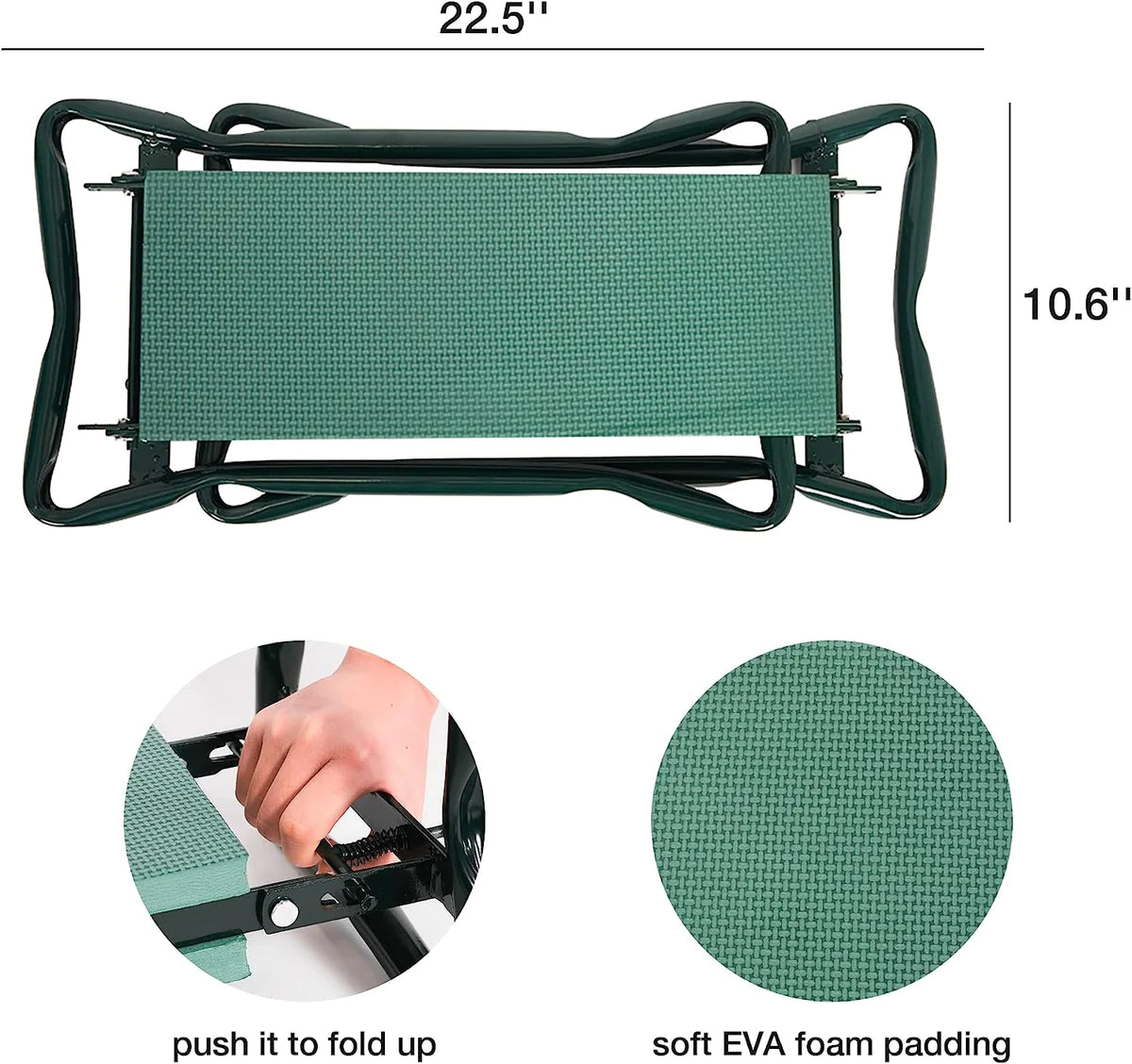 Portable Foldable Garden Kneeler Bench with Tools Bag, Green
