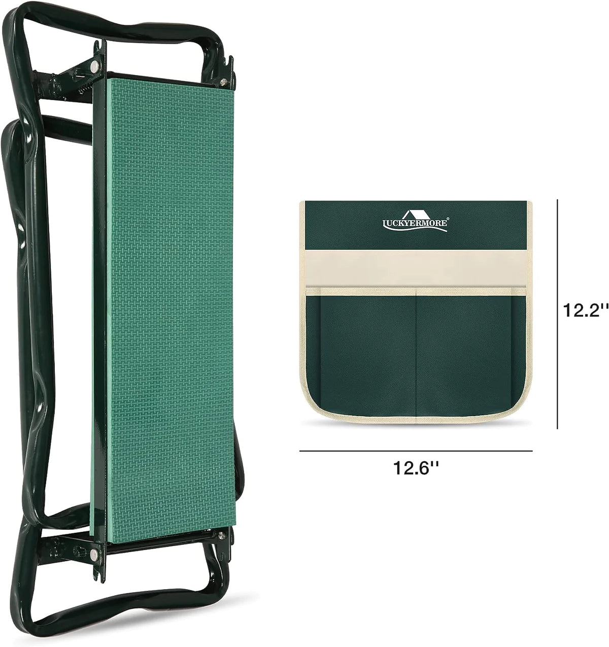 Portable Foldable Garden Kneeler Bench with Tools Bag, Green