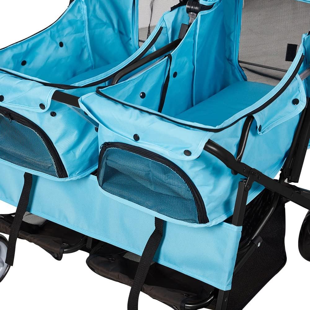 Double Seater Folding Dog Cat Pet Stroller Travel Carrier Jogger Stroller