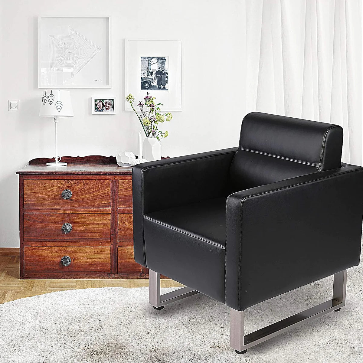 Office Reception Chair Leather Sofa Chairs with PU Leather Soft Sponge, Soft