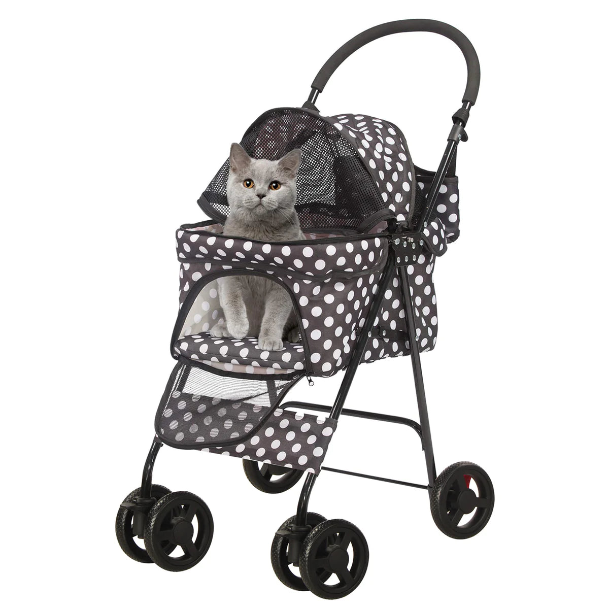 Folding Dog Stroller Travel Cage Stroller for Pet Cat Kitten Puppy Carriages
