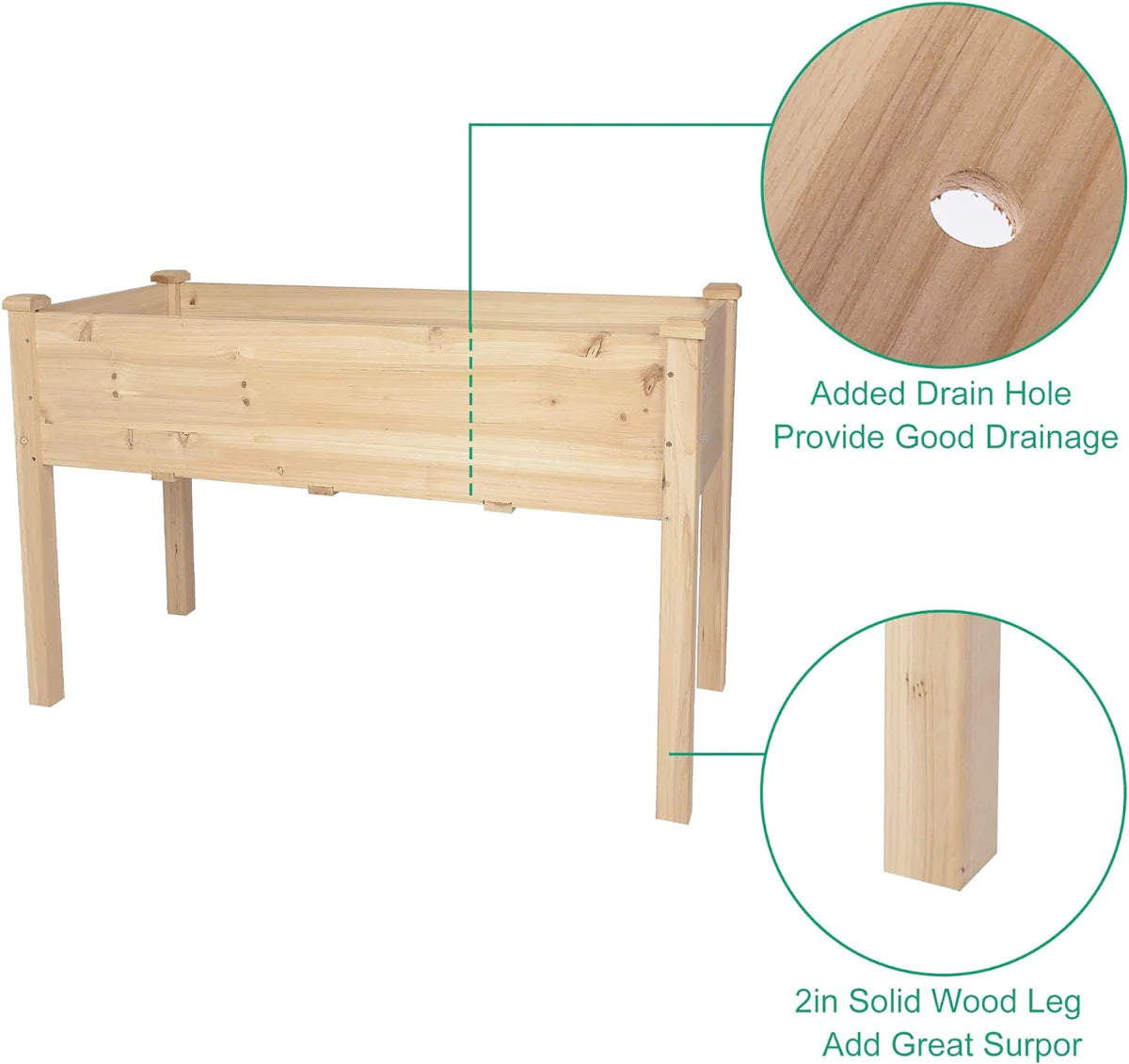 90 x22 x9  Raised Garden Bed Wooden Planter Box with 2 Separate Planting Space