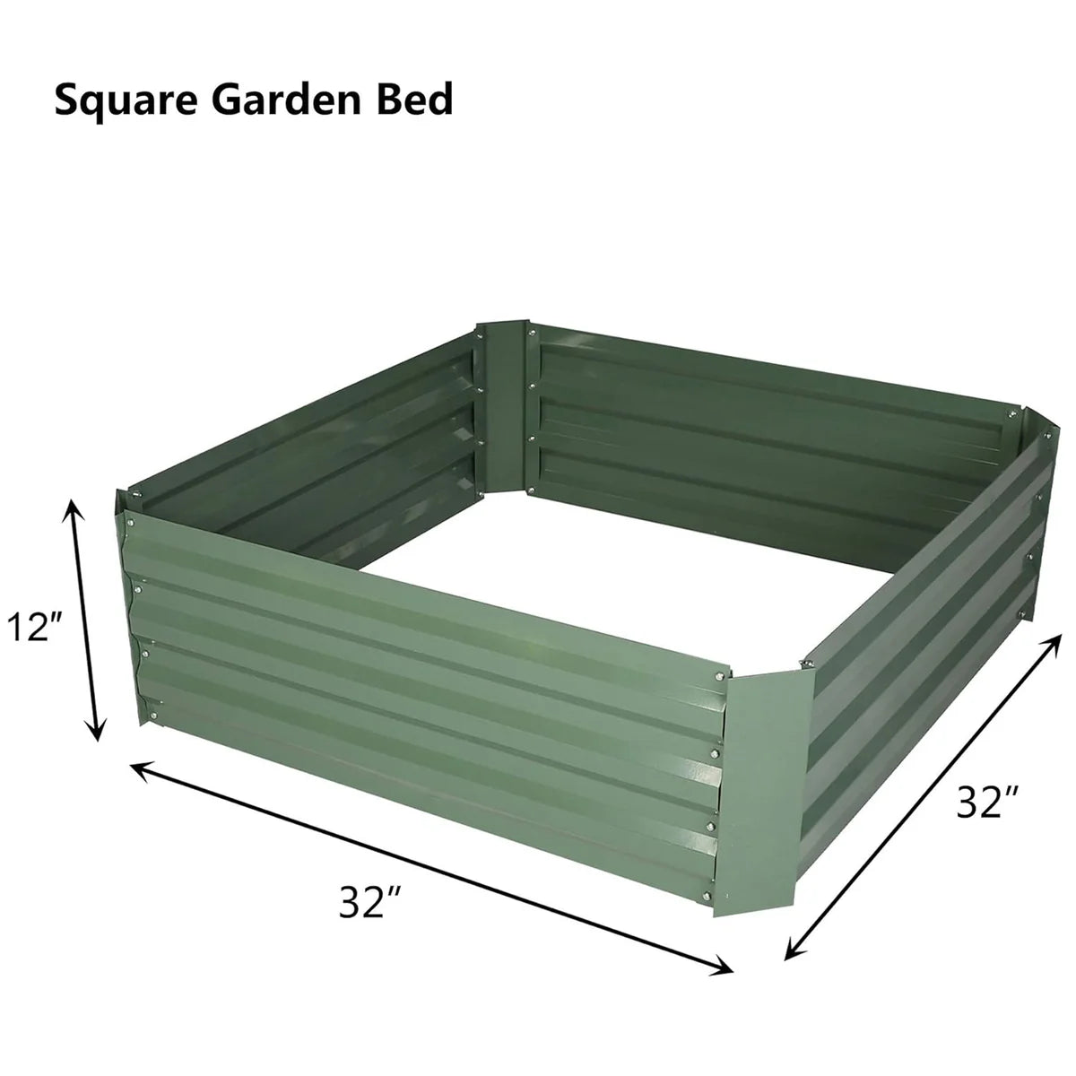 32"x32"x12" Raised Garden Bed Galvanized Planter Box Anti-Rust Coating Planting Vegetables Herbs and Flowers