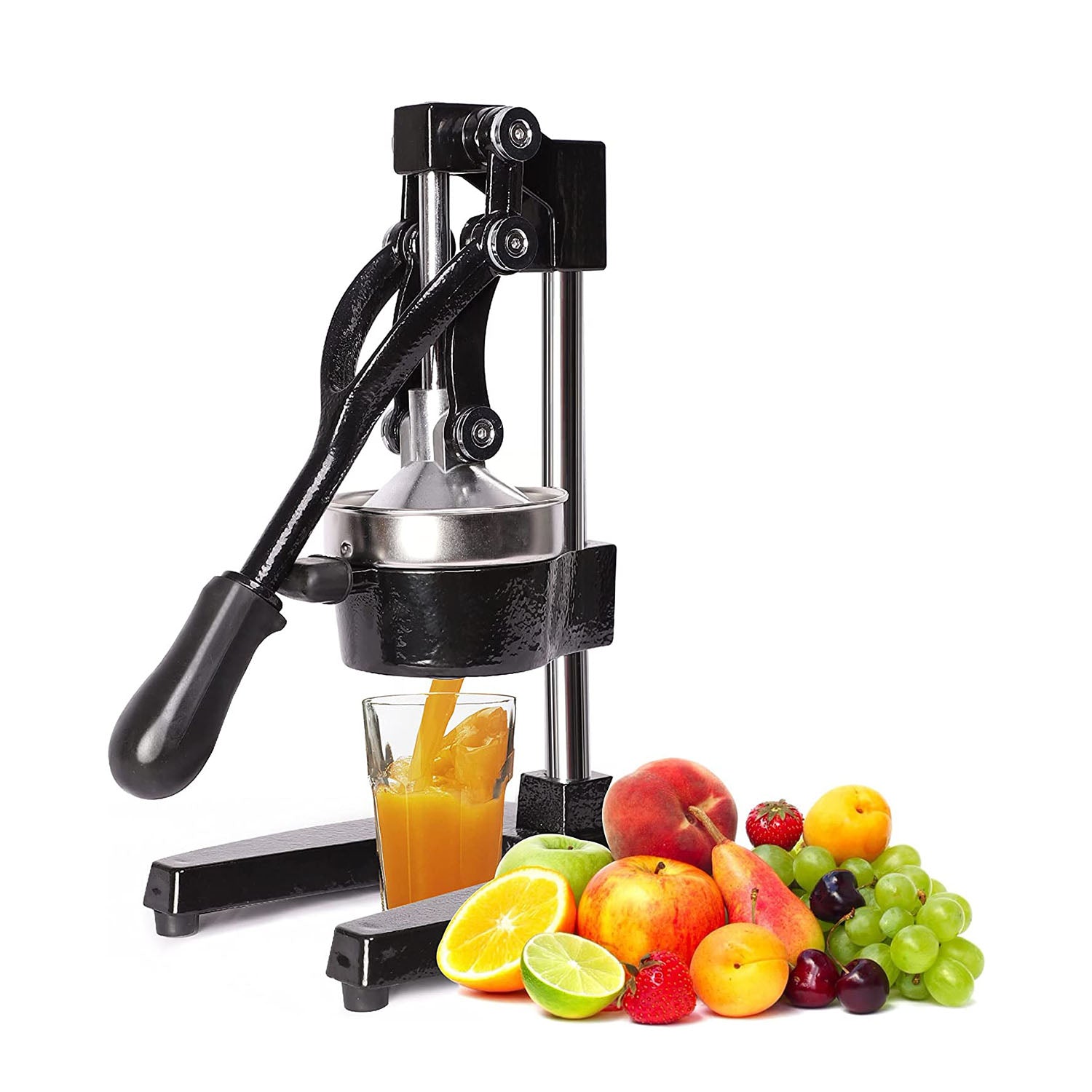 Juicer Labor-saving Manual Commercial Juicer Press Fruit Squeezer with Stable Non-slip Base, Black