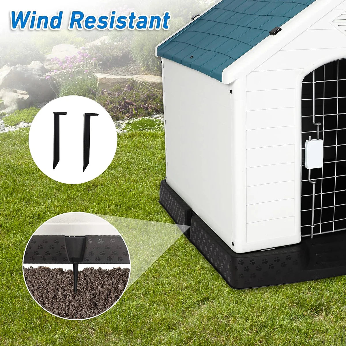 Large Outdoor Dog House Plastic Waterproof Kennel, 37.5 L x 35.5  W x 39 H