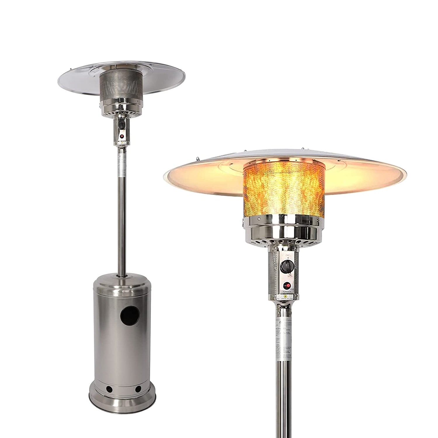 87  Outdoor Patio Heater Standing Gas LP Propane Heater with Wheels, 36000 BTU, Sliver