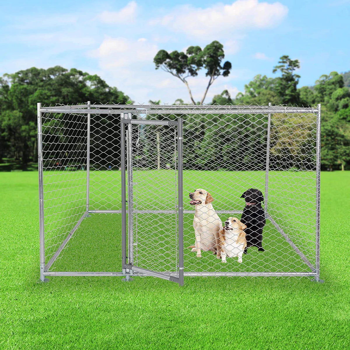 Outdoor Cage Kennel with Lock and Half Opening Door