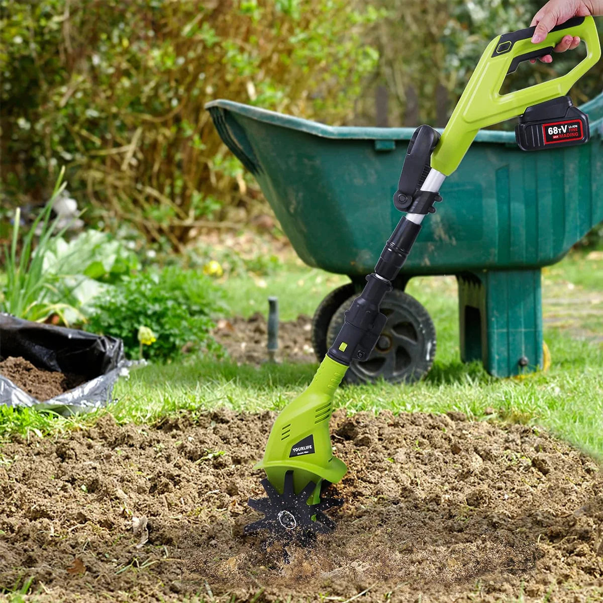 Cordless Electric Garden Tiller/Cultivator Adjustable