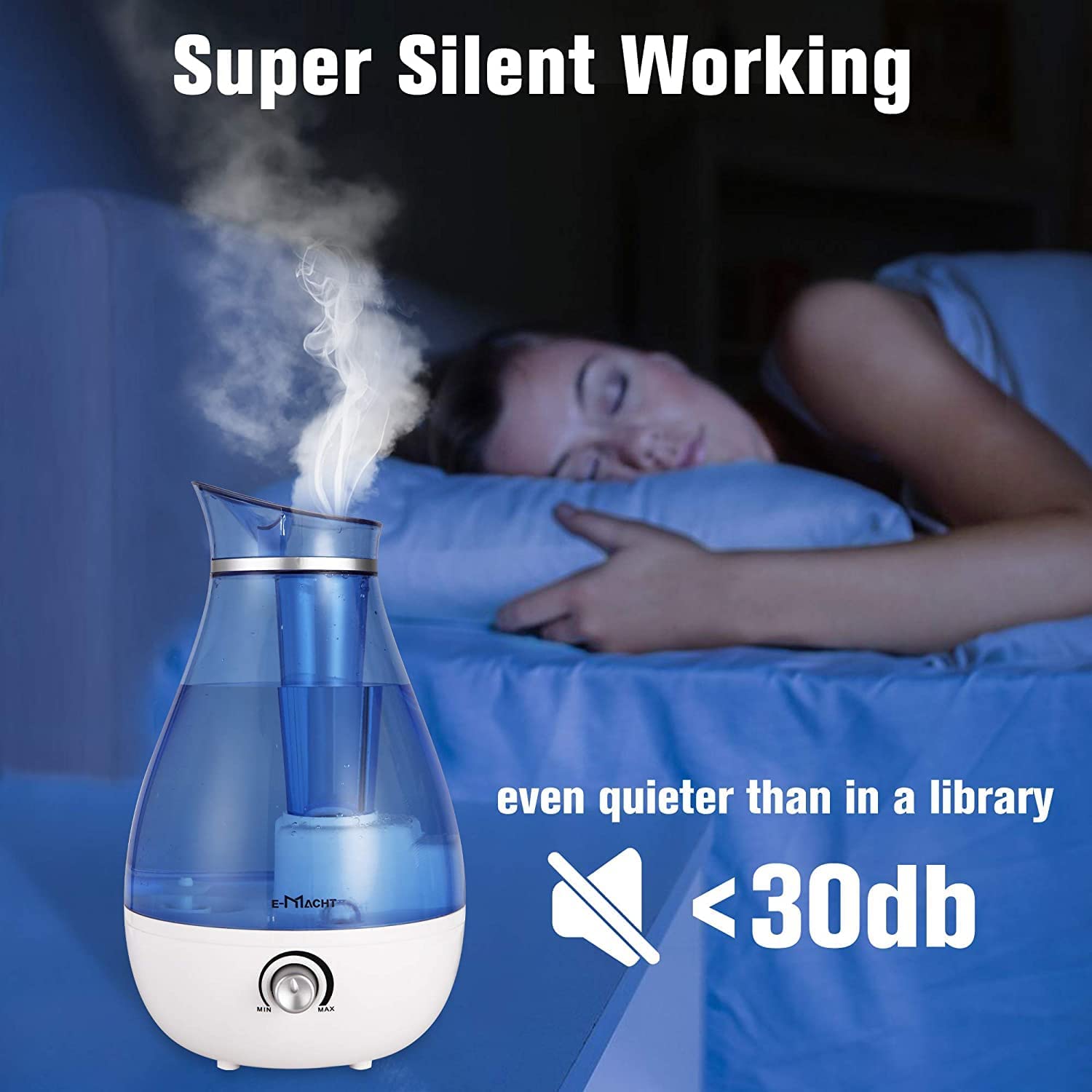 Humidifiers Quiet Ultrasonic Cool Mist Humidifier 2.5L w/ Auto Shut-Off, Blue