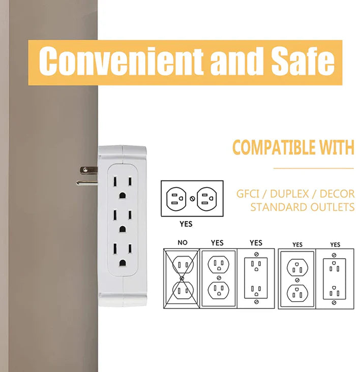 Wall Outlet Extender-2 Pack Surge Protector Multifunctional Outlet Wall Plug with 3 USB Ports