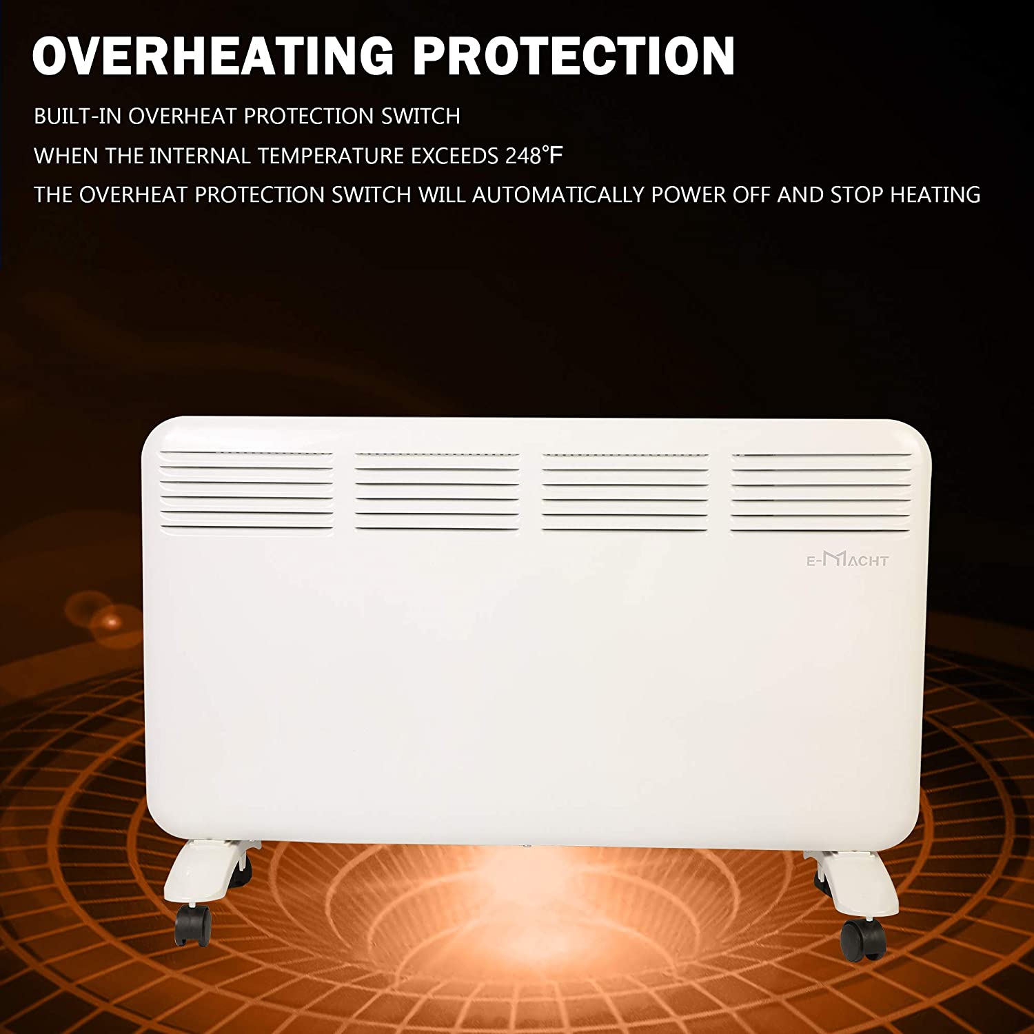 1500W Wall mounted Convection Panel Heater Freestanding Indoor Space Thermostat Heater