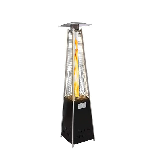 87" Outdoor Patio Heater, Pyramid Standing Gas LP Propane Heater with Wheels 42000 BTU, Black