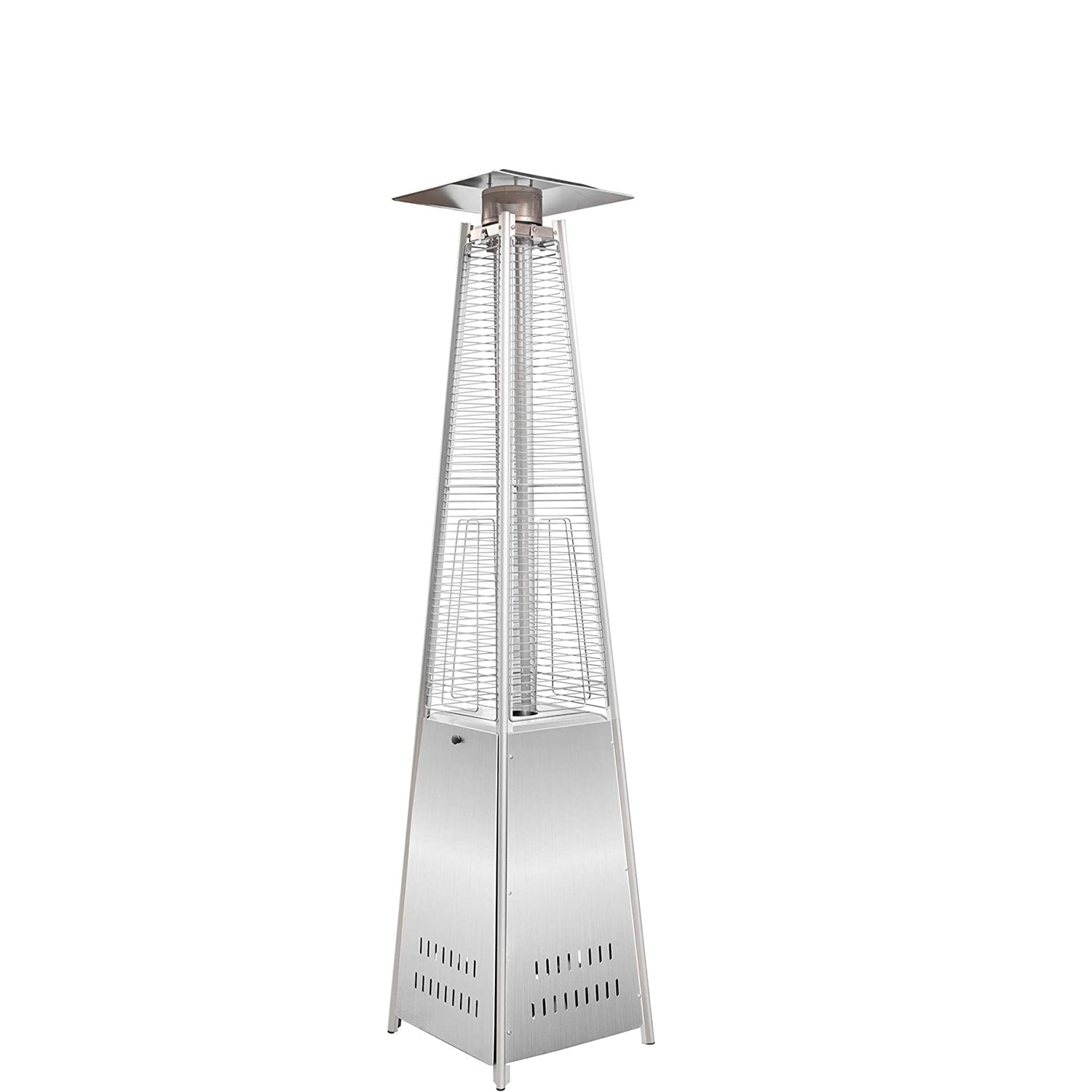 87"  Outdoor Patio Heater, Pyramid Standing Gas LP Propane Heater with Wheels 42000 BTU, Sliver