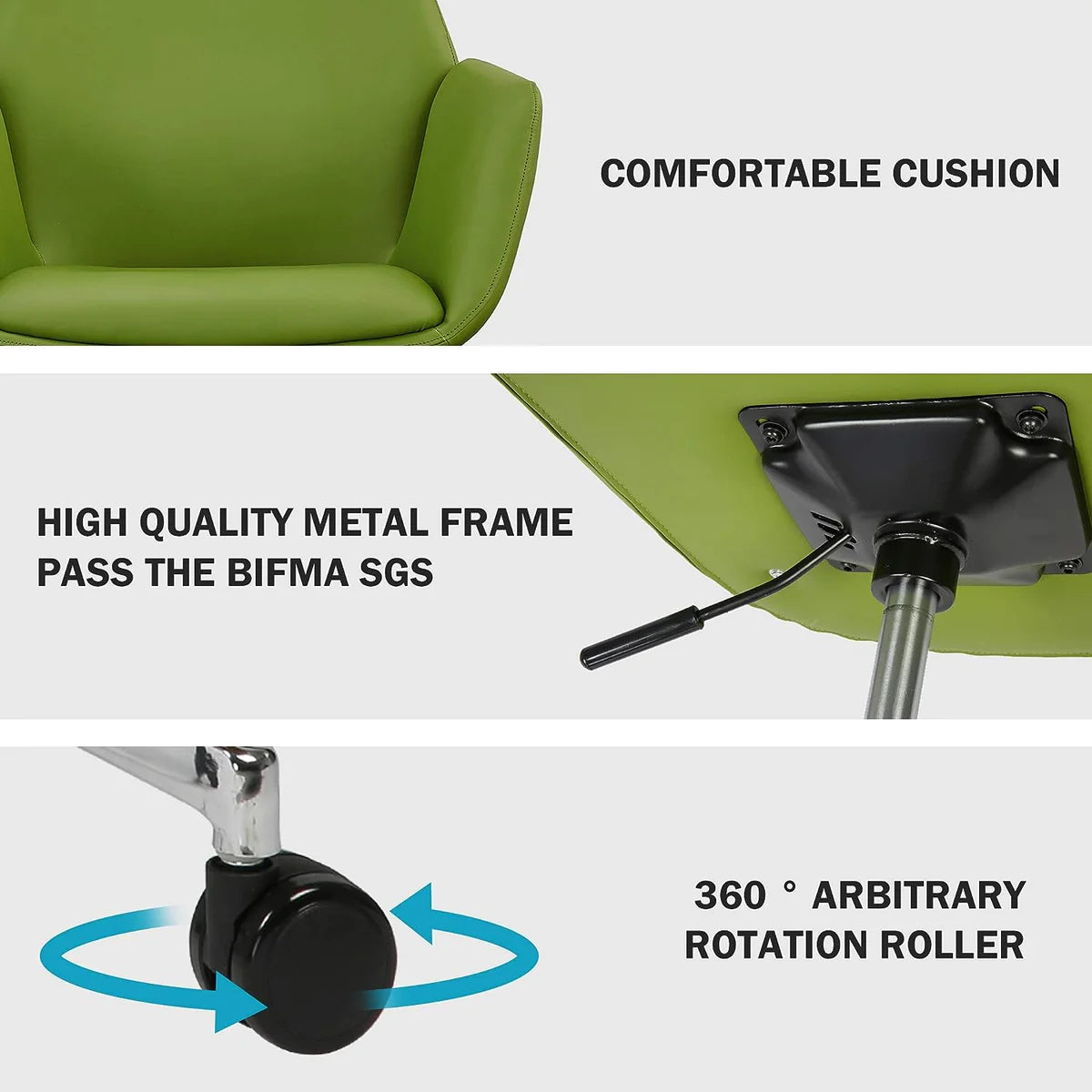 Upholstered Chair Adjustable Height Swivel PU Modern Chair, Green, 360° Swivel for Home ＆ Office | karmasfar.com