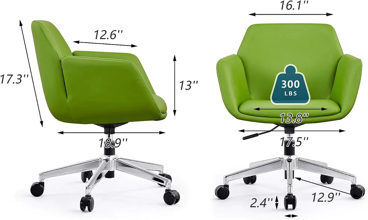 Upholstered Chair Adjustable Height Swivel PU Modern Chair, Green, 360° Swivel for Home ＆ Office | karmasfar.com